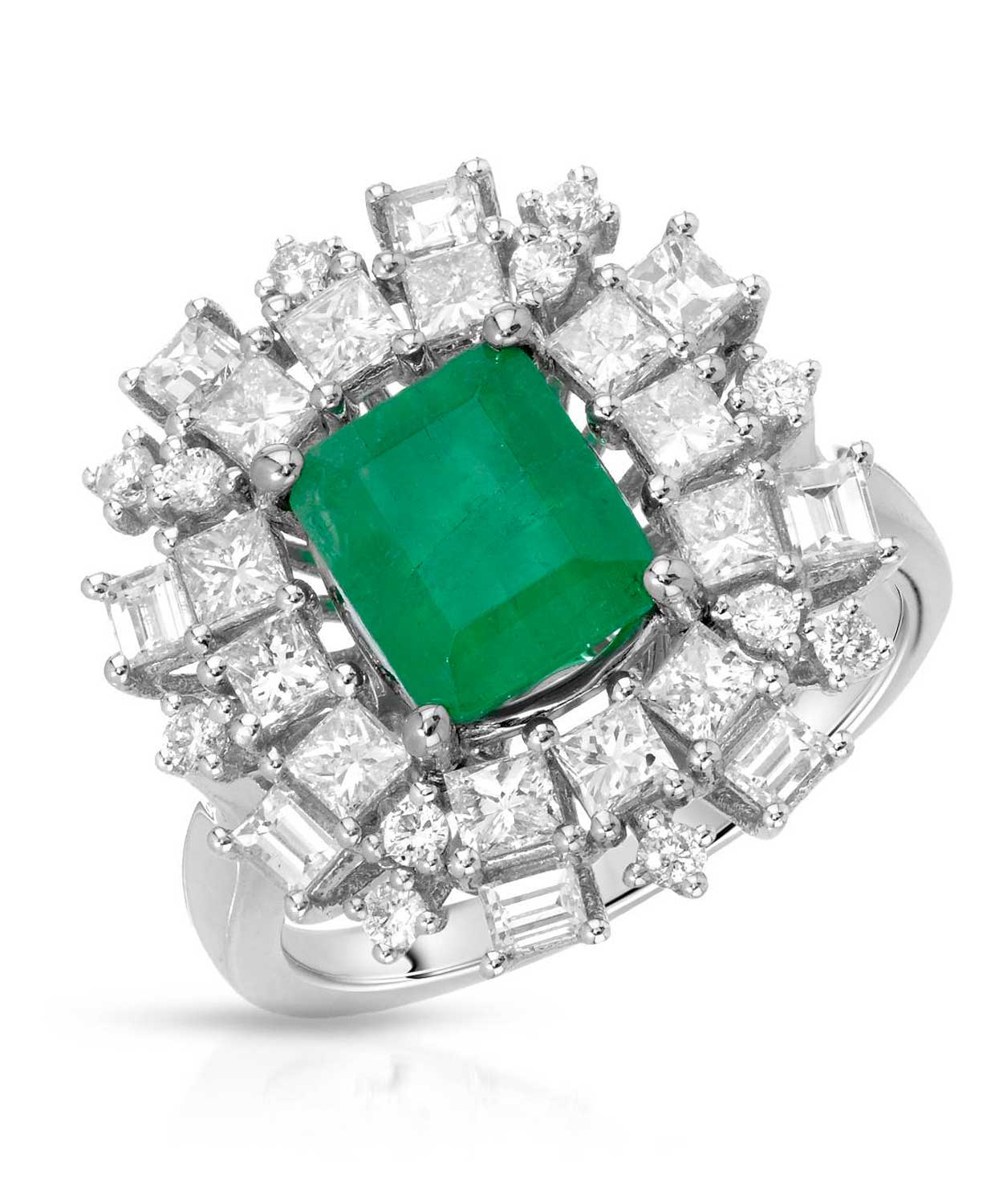 Allure Collection 3.70 ctw Natural Emerald and Diamond 14k Gold Statement Cocktail Ring View 1