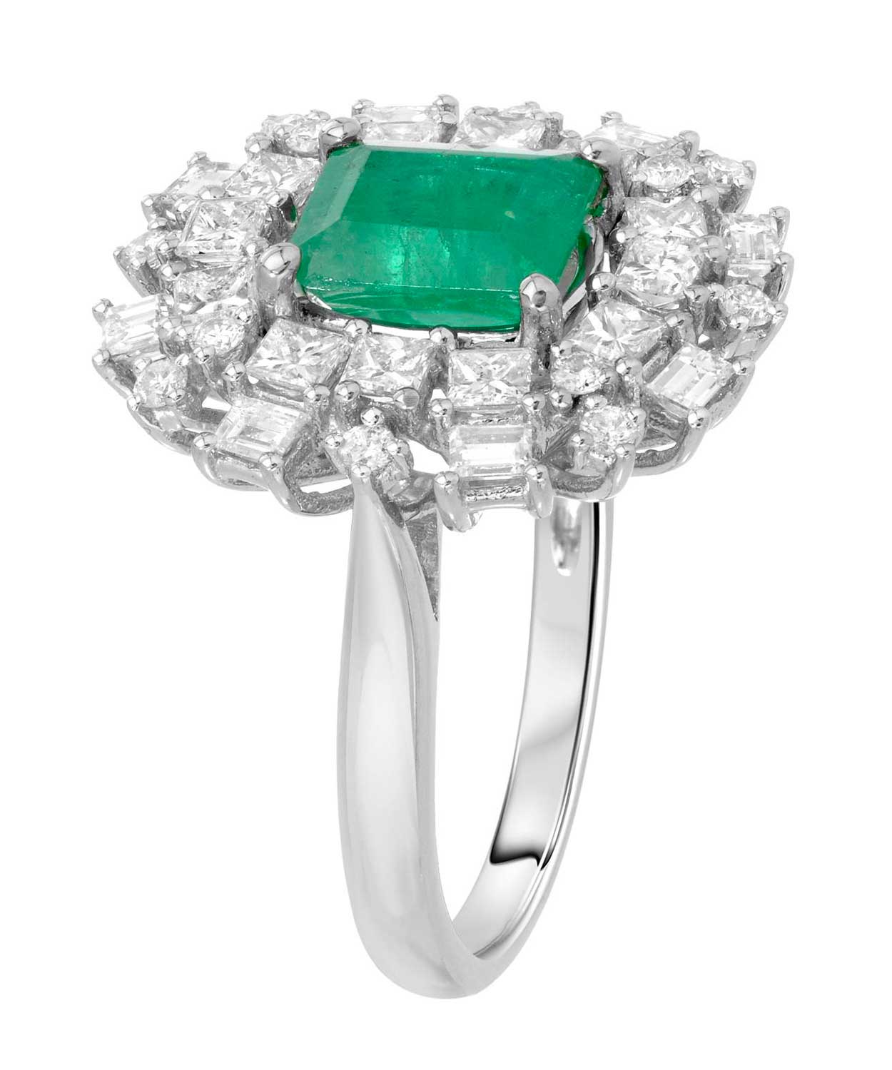 Allure Collection 3.70 ctw Natural Emerald and Diamond 14k Gold Statement Cocktail Ring View 2