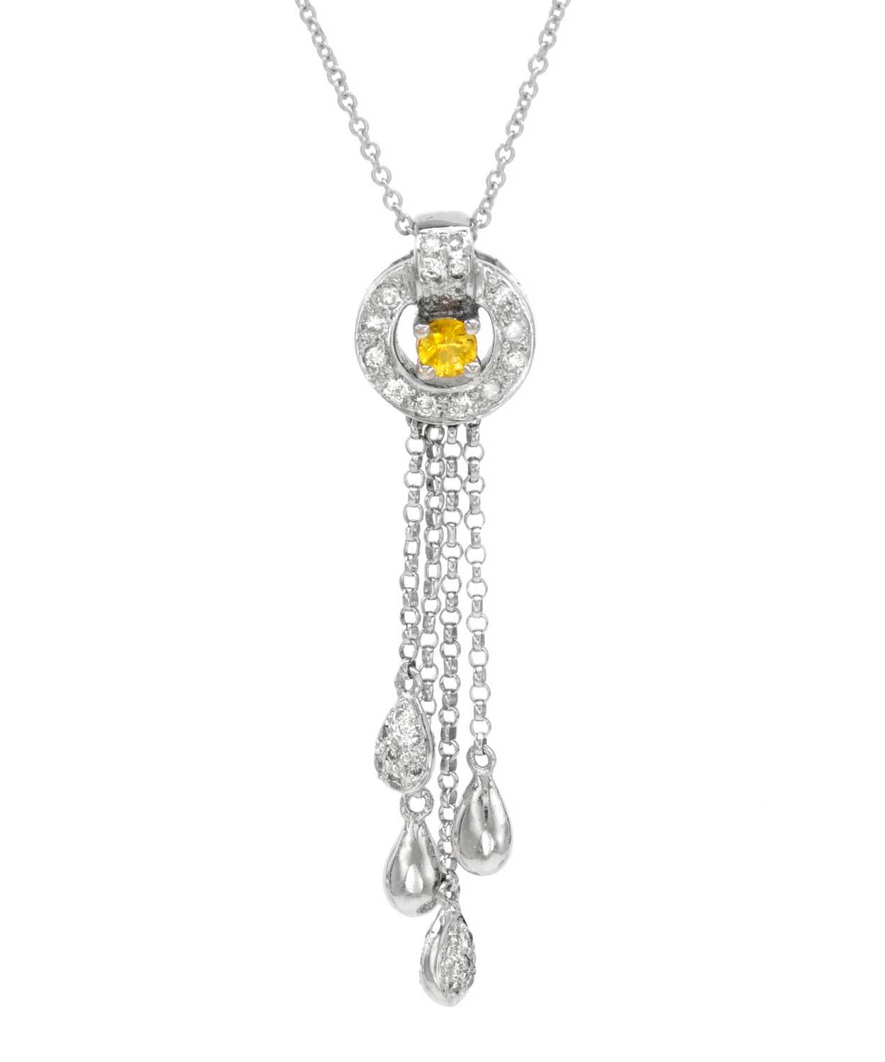 0.46 ctw Diamond and Yellow Sapphire 14k Gold Drop Necklace View 1