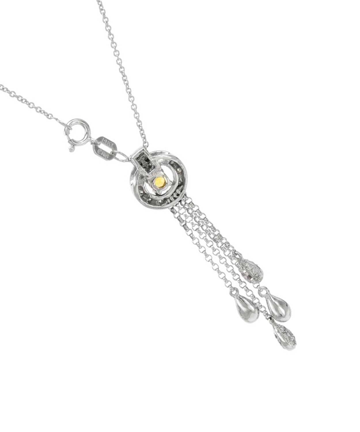 0.46 ctw Diamond and Yellow Sapphire 14k Gold Drop Necklace View 2