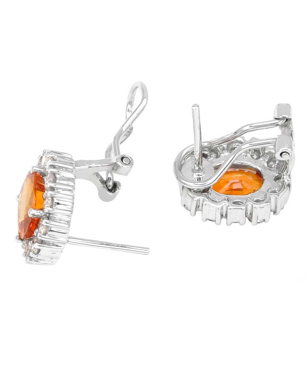 Signature Collection 4.42 ctw Natural Orange Sapphire and Diamond 14k Gold Halo Earrings View 2