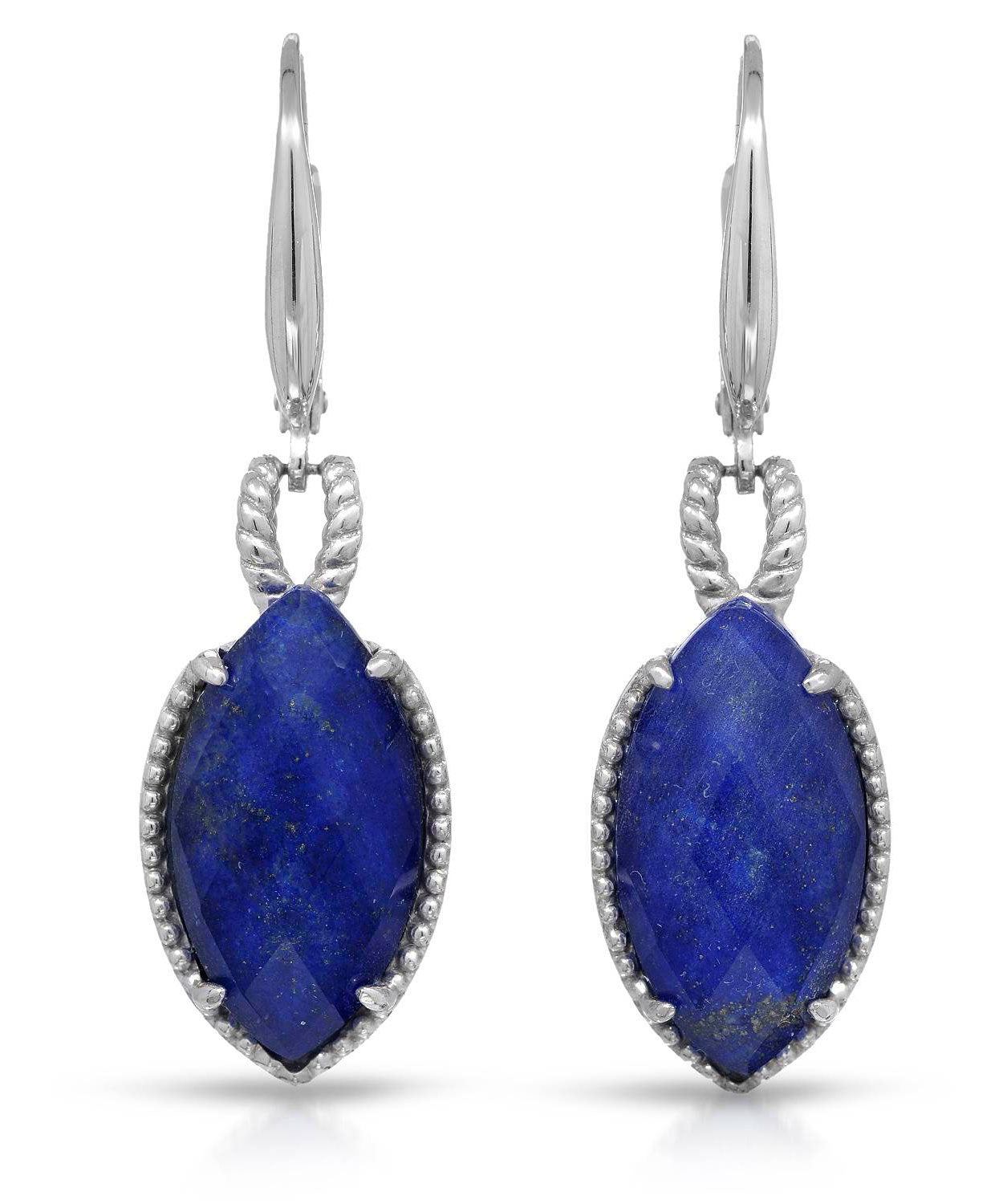 Colore by Simon Golub 4.50 ctw Natural Lapis Lazuli Rhodium Plated 925 Sterling Silver Marquise Dangle Earrings View 1