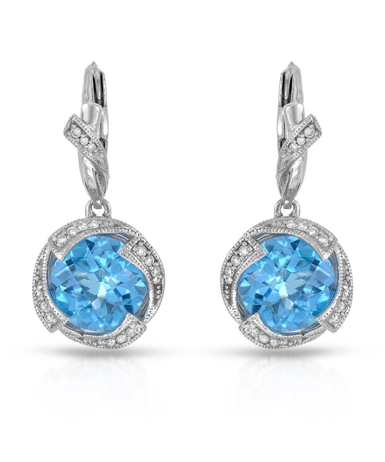 Colore by Simon Golub 10.14 ctw Natural Fine Swiss Blue Topaz and Diamond 925 Sterling Silver Dangle Earrings View 1