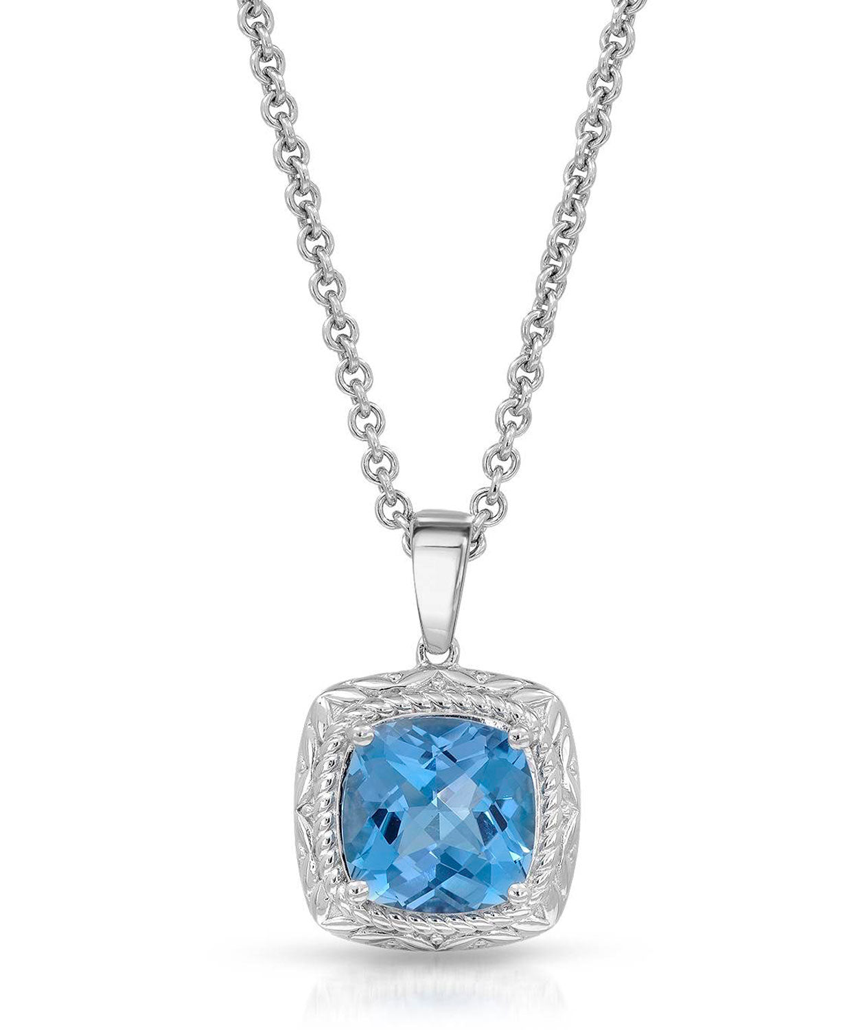 Colore by Simon Golub 9.10 ctw Natural Premium Swiss Blue Topaz Rhodium Plated 925 Sterling Silver Pendant With Chain View 1
