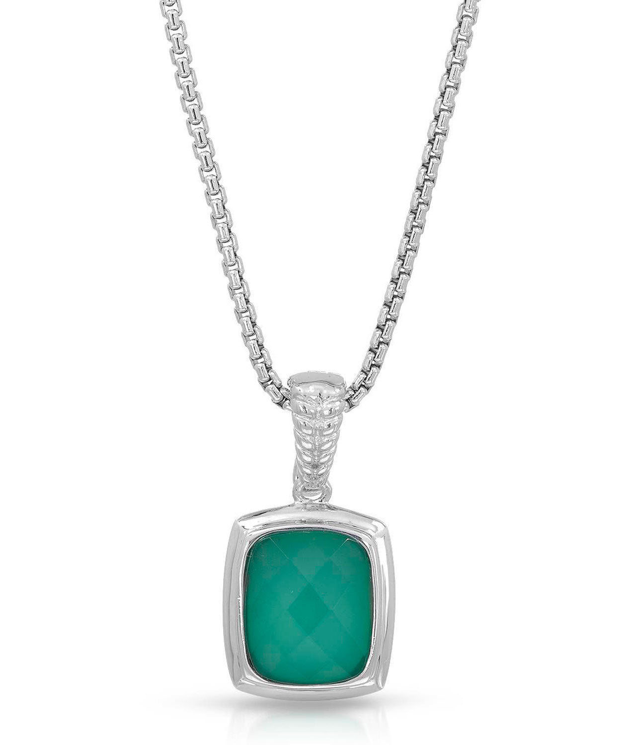 Colore by Simon Golub 3.50 ctw Green Agate Rhodium Plated 925 Sterling Silver Pendant With Chain View 1