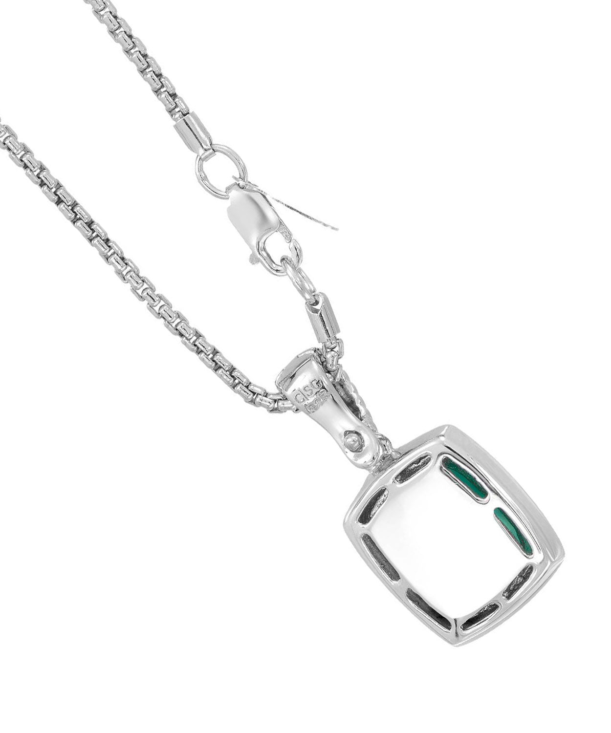 Colore by Simon Golub 3.50 ctw Green Agate Rhodium Plated 925 Sterling Silver Pendant With Chain View 2