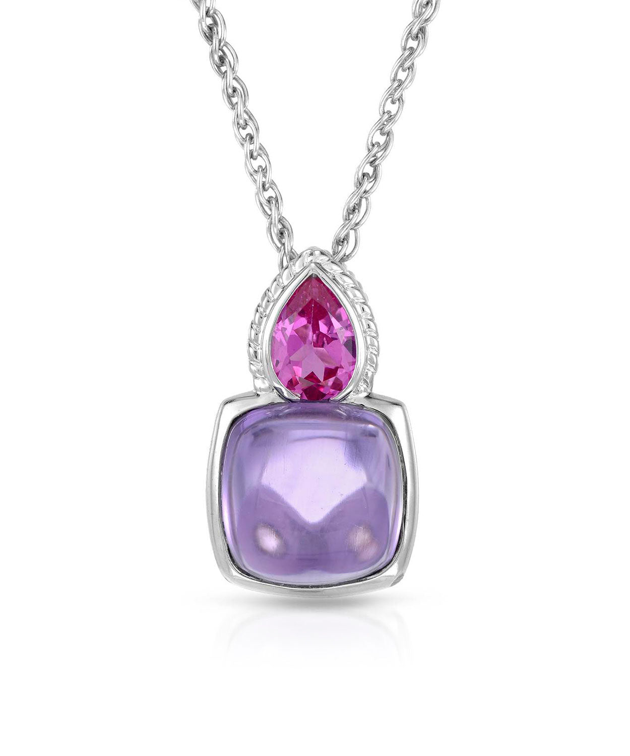 Colore by Simon Golub 5.00 ctw Natural Amethyst and Pink Sapphire 925 Sterling Silver Pendant With Chain View 1