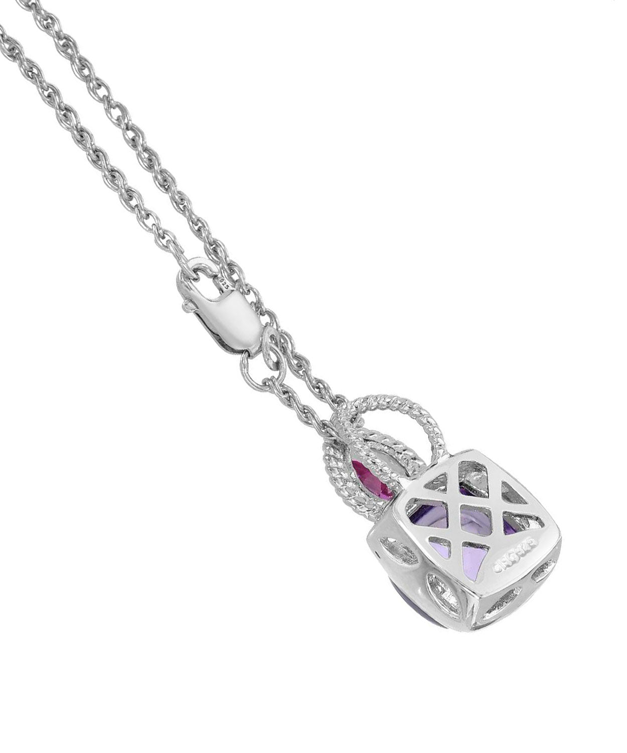 Colore by Simon Golub 5.00 ctw Natural Amethyst and Pink Sapphire 925 Sterling Silver Pendant With Chain View 2