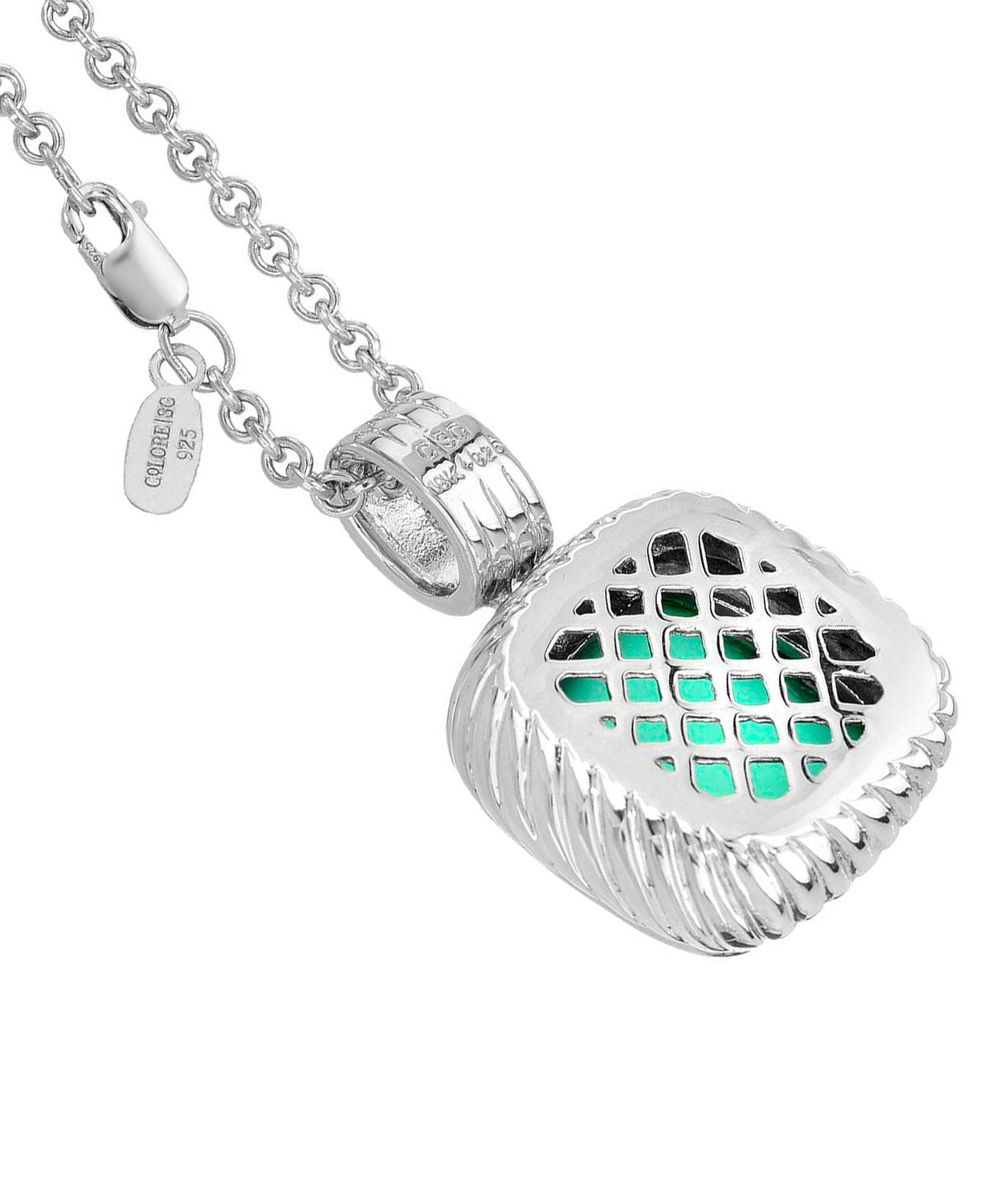 Colore by Simon Golub Natural Green Agate Rhodium Plated 925 Sterling Silver & 18k Gold Pendant With Chain View 2
