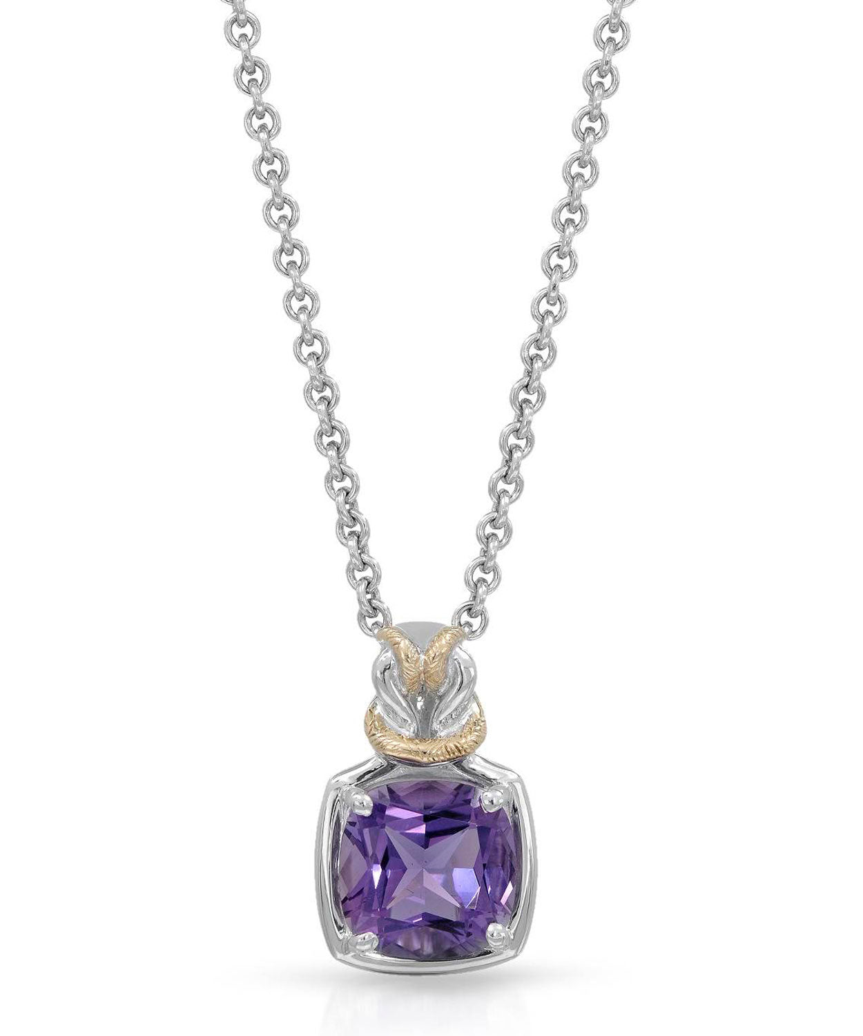 Colore by Simon Golub 5.10 ctw Natural Fine Amethyst 925 Sterling Silver Pendant With Chain - With 18k Gold Inlay View 1