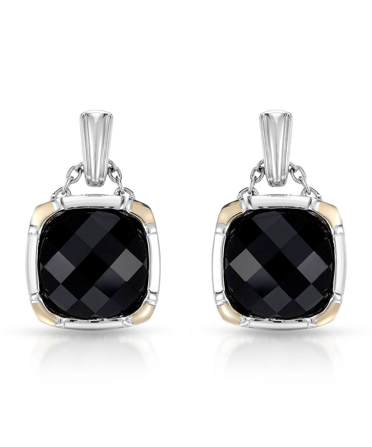 Colore by Simon Golub Natural Onyx 925 Sterling Silver Dangle Earrings - With 18k Gold Inlay View 1