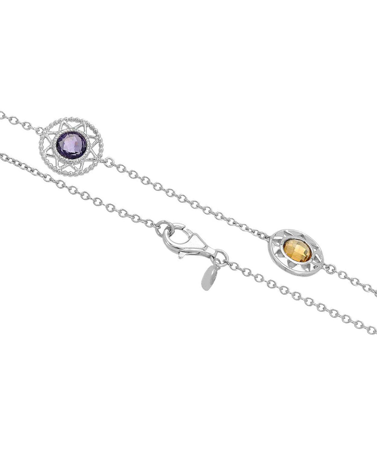 Colore by Simon Golub 13.20 ctw Natural Amethyst and Honey Citrine Rhodium Plated 925 Sterling Silver Necklace View 2