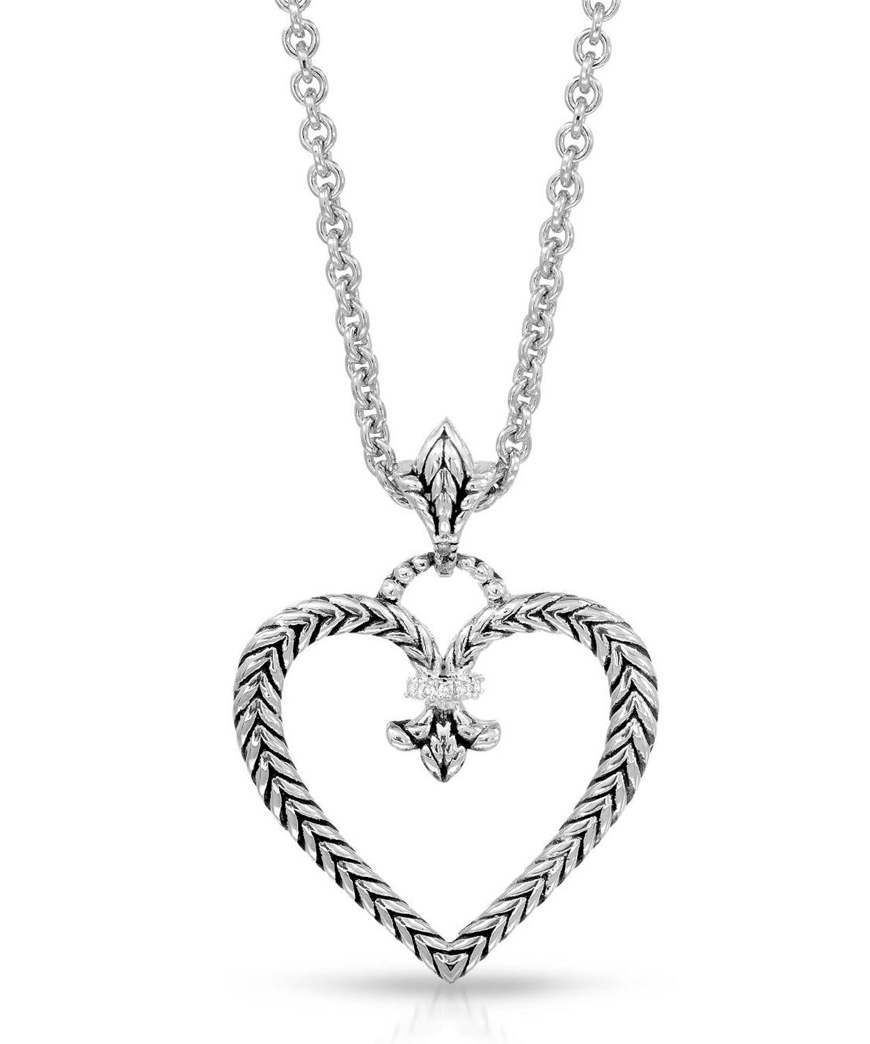 Colore by Simon Golub Diamond Rhodium Plated 925 Sterling Silver Heart Pendant With Chain View 1