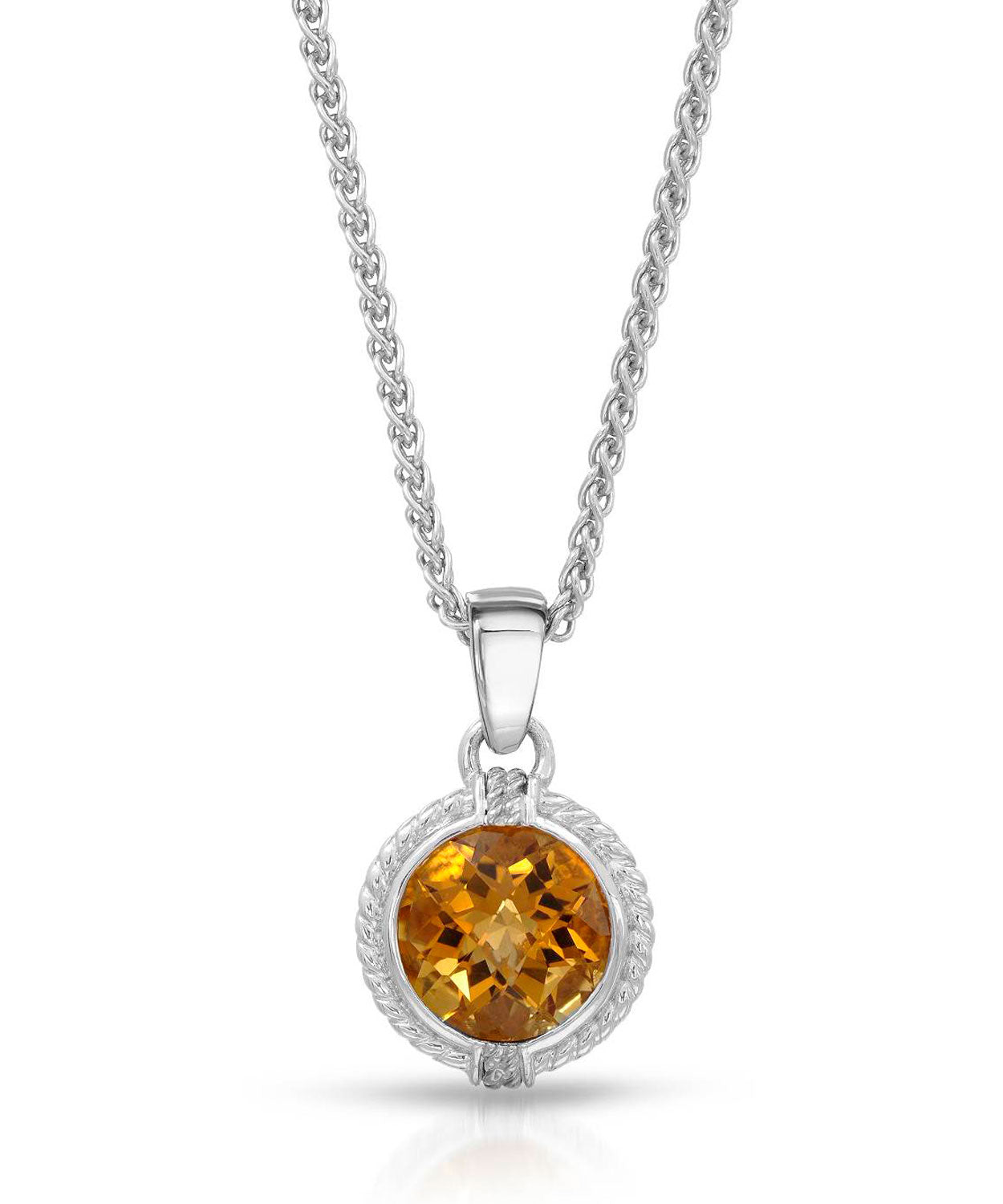 Colore by Simon Golub 4.10 ctw Natural Premium Madiera Citrine 925 Sterling Silver Pendant With Chain - With 18k Gold Inlay View 1