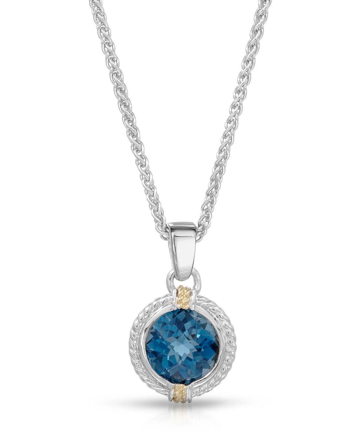 Colore by Simon Golub 4.75 ctw Natural Fine London Blue Topaz 925 Sterling Silver Pendant With Chain - With 18k Gold Inlay View 1