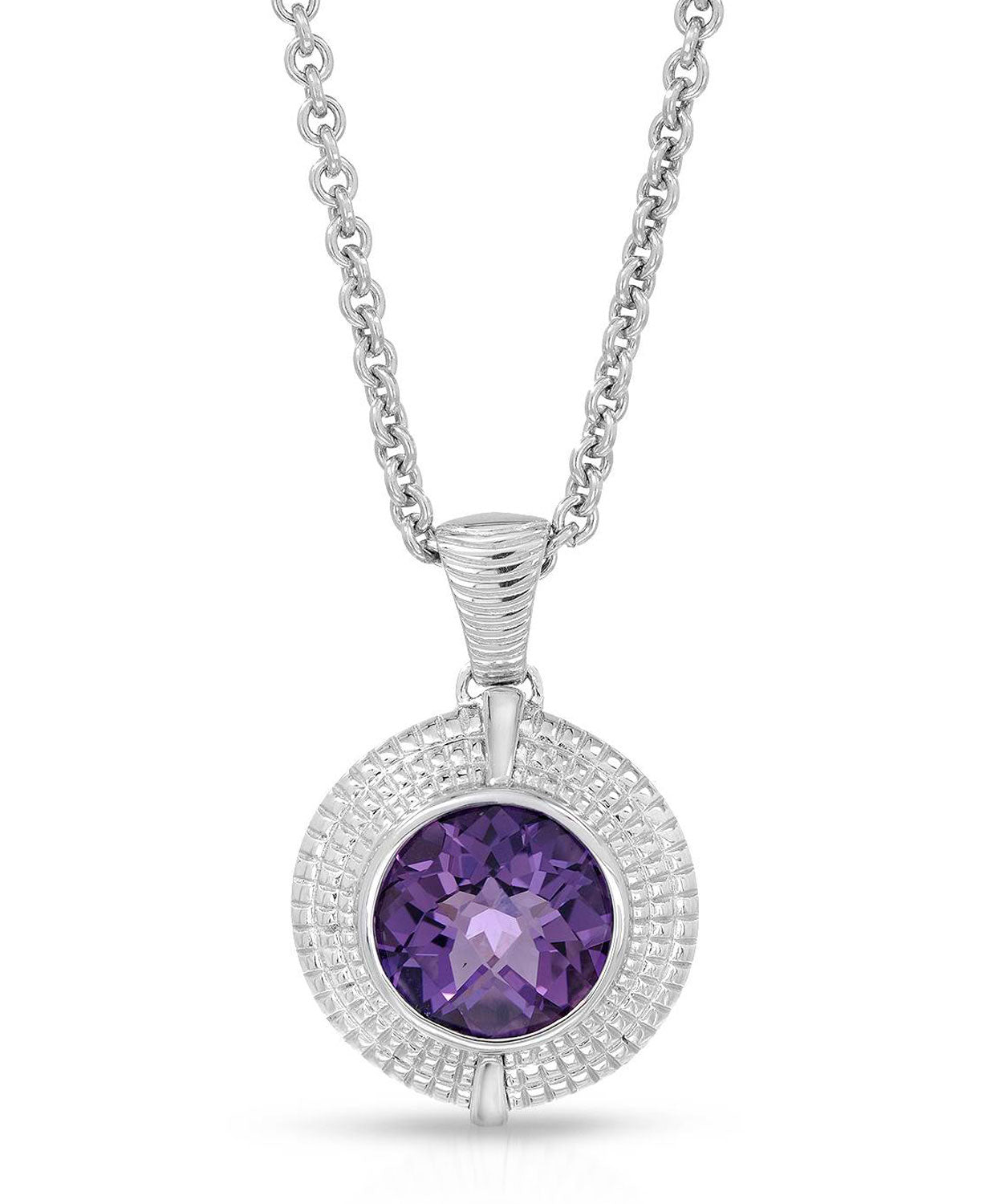 Colore by Simon Golub 6.00 ctw Natural Fine Amethyst 925 Sterling Silver Pendant With Chain - With 18k Gold Inlay View 1