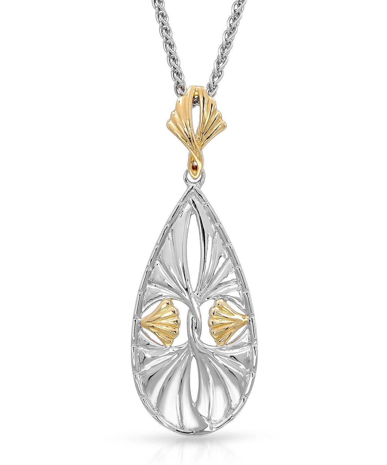 Colore by Simon Golub Rhodium Plated 925 Sterling Silver & 18k Yellow Gold Pendant with Chain View 1