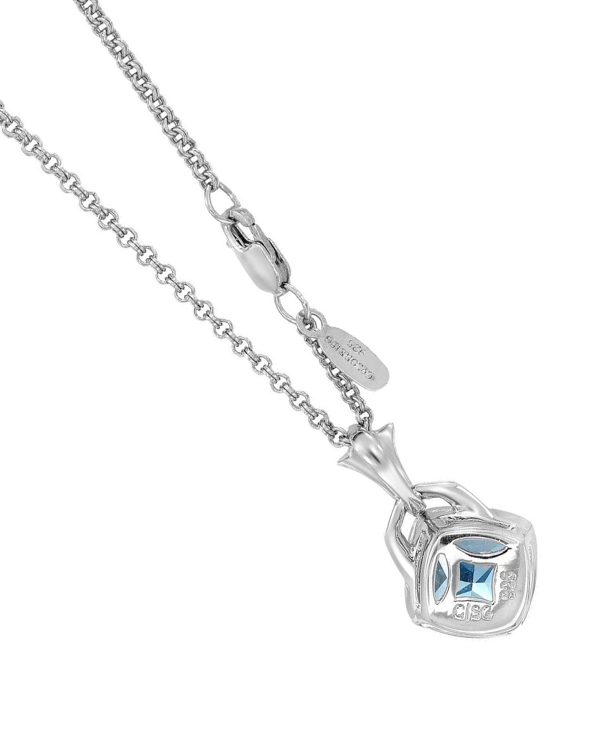 3.87 ctw Natural Blue Sapphire and Diamond 18k White Gold Three-Stone Earrings View 2