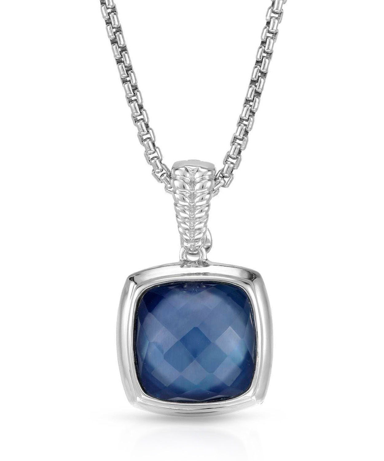 Colore by Simon Golub Natural Quartz Rhodium Plated 925 Sterling Silver Pendant With Chain - With Mother Of Pearl Inlay View 1