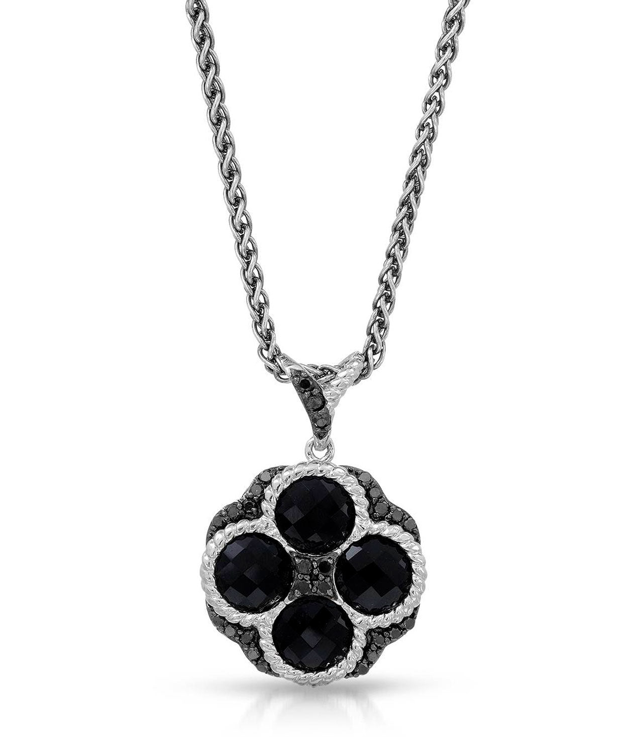 Colore by Simon Golub 0.23 ctw Natural Onyx and Black Diamond 925 Sterling Silver Pendant With Chain View 1