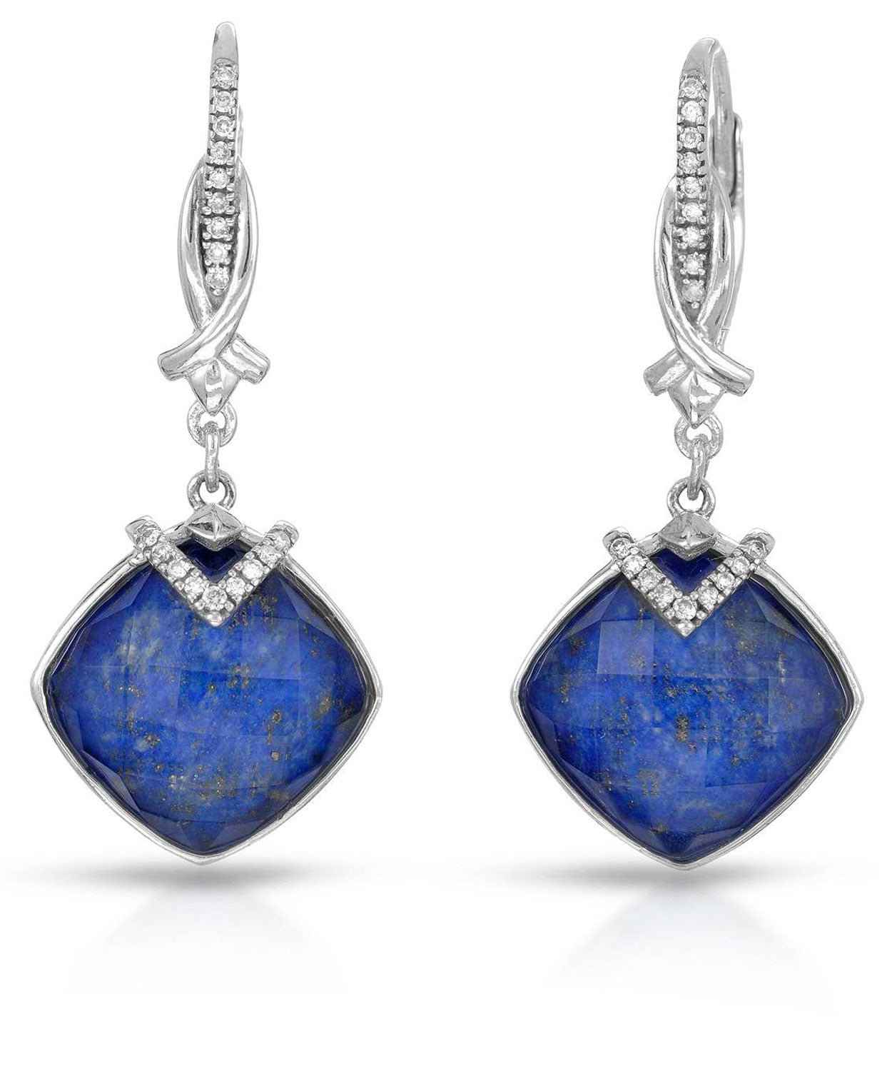 Colore by Simon Golub 7.74 ctw Natural Lapis Lazuli and Diamond 925 Sterling Silver Dangle Earrings View 1