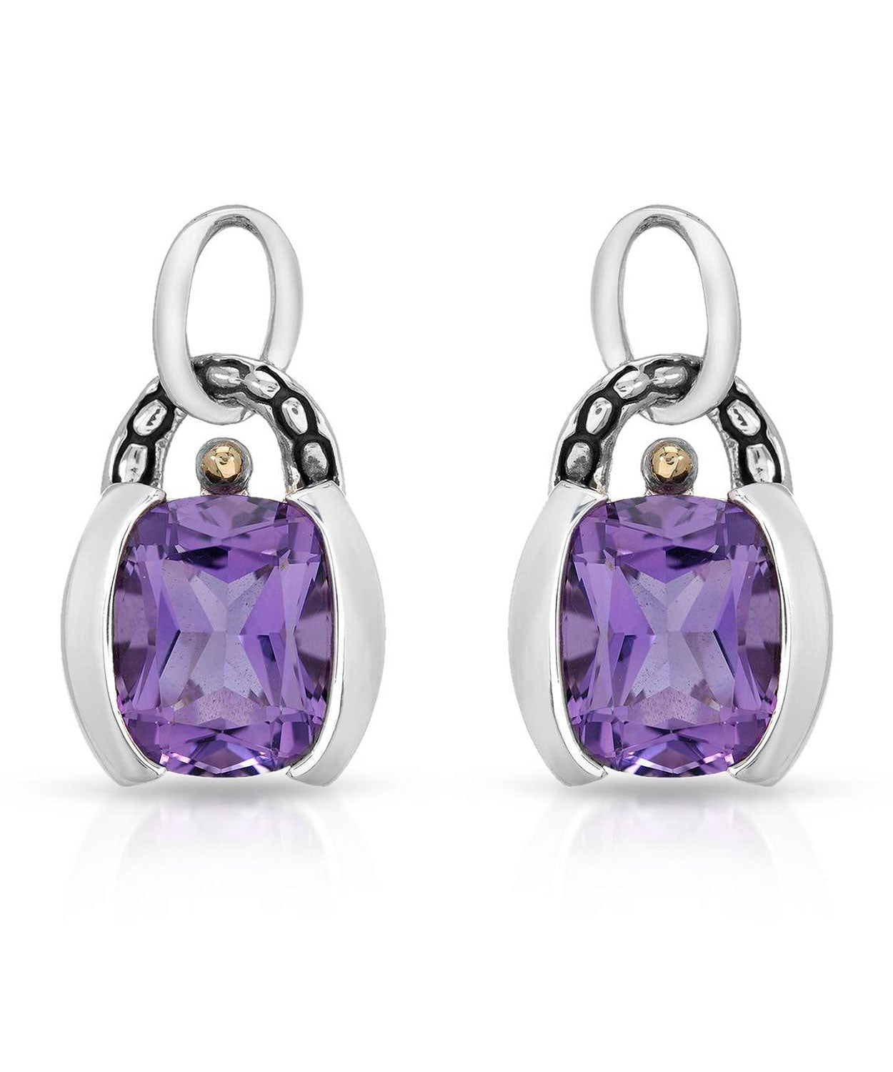 Colore by Simon Golub 6.70 ctw Natural Fine Amethyst 925 Sterling Silver Dangle Earrings - With 18k Gold Inlay View 1