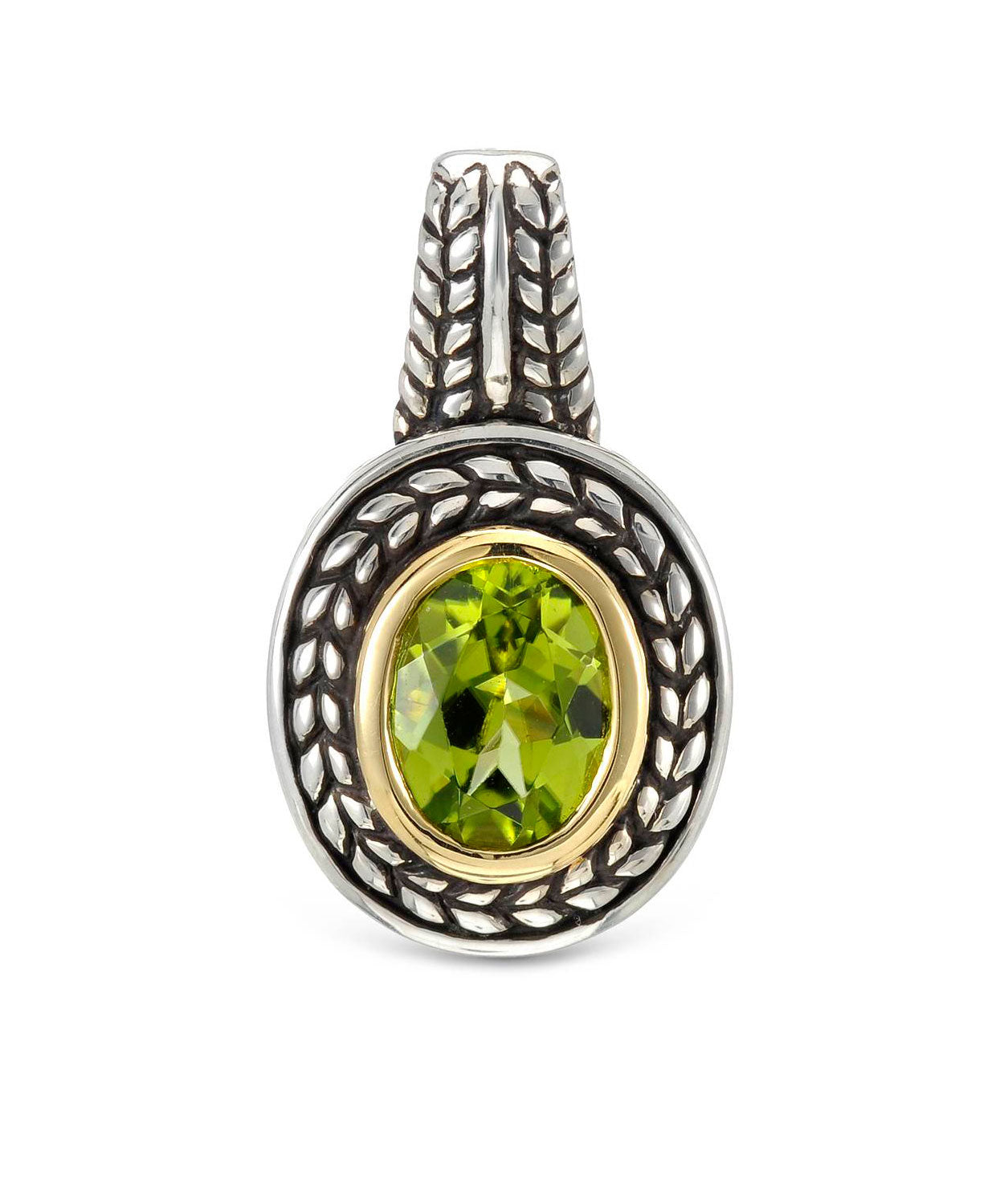 Colore by Simon Golub 2.20 ctw Natural Fine Lime Peridot 925 Sterling Silver Pendant With Chain - With 18k Gold Inlay View 1