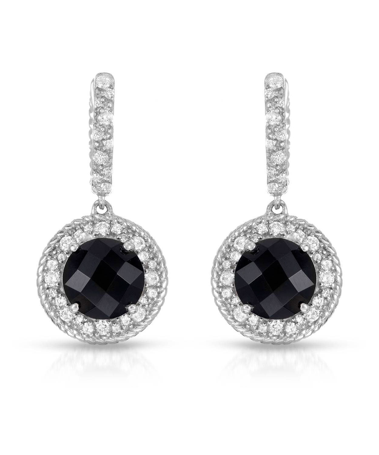Colore by Simon Golub 0.50 ctw Natural Onyx and Diamond Rhodium Plated 925 Sterling Silver Dangle Earrings View 1