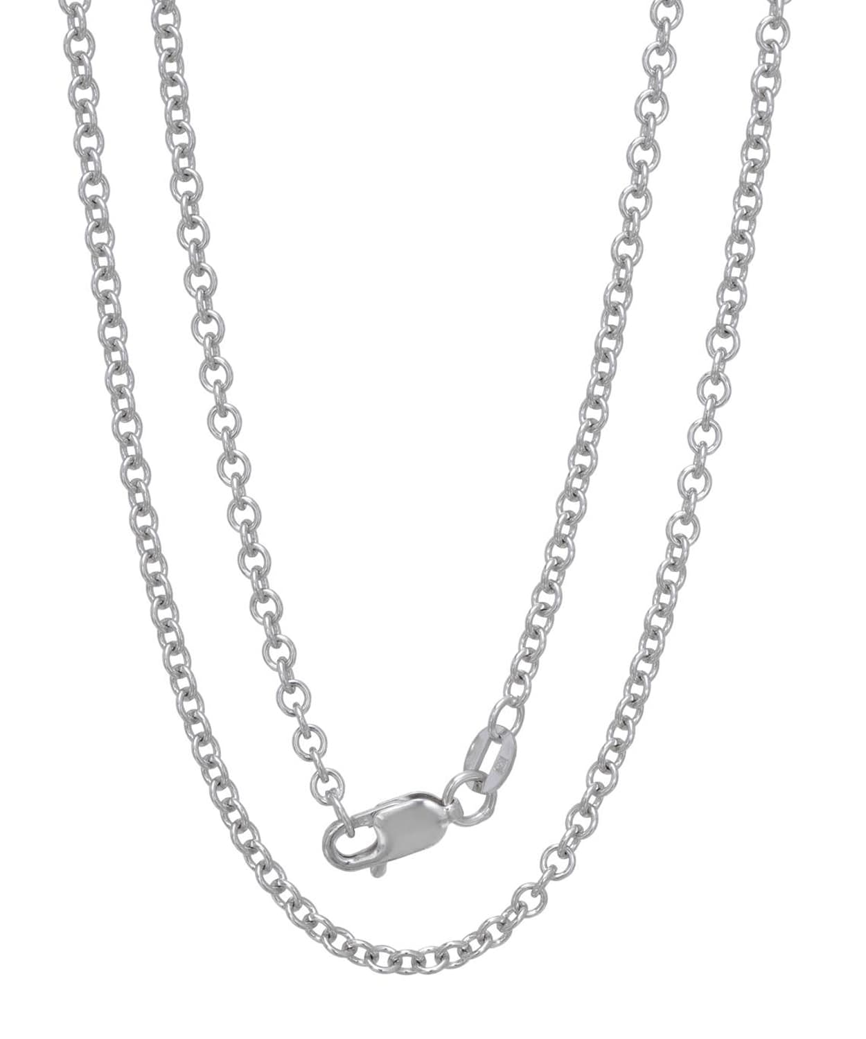 ESEMCO 2.5mm 14k Solid White Gold Rolo Chain View 2