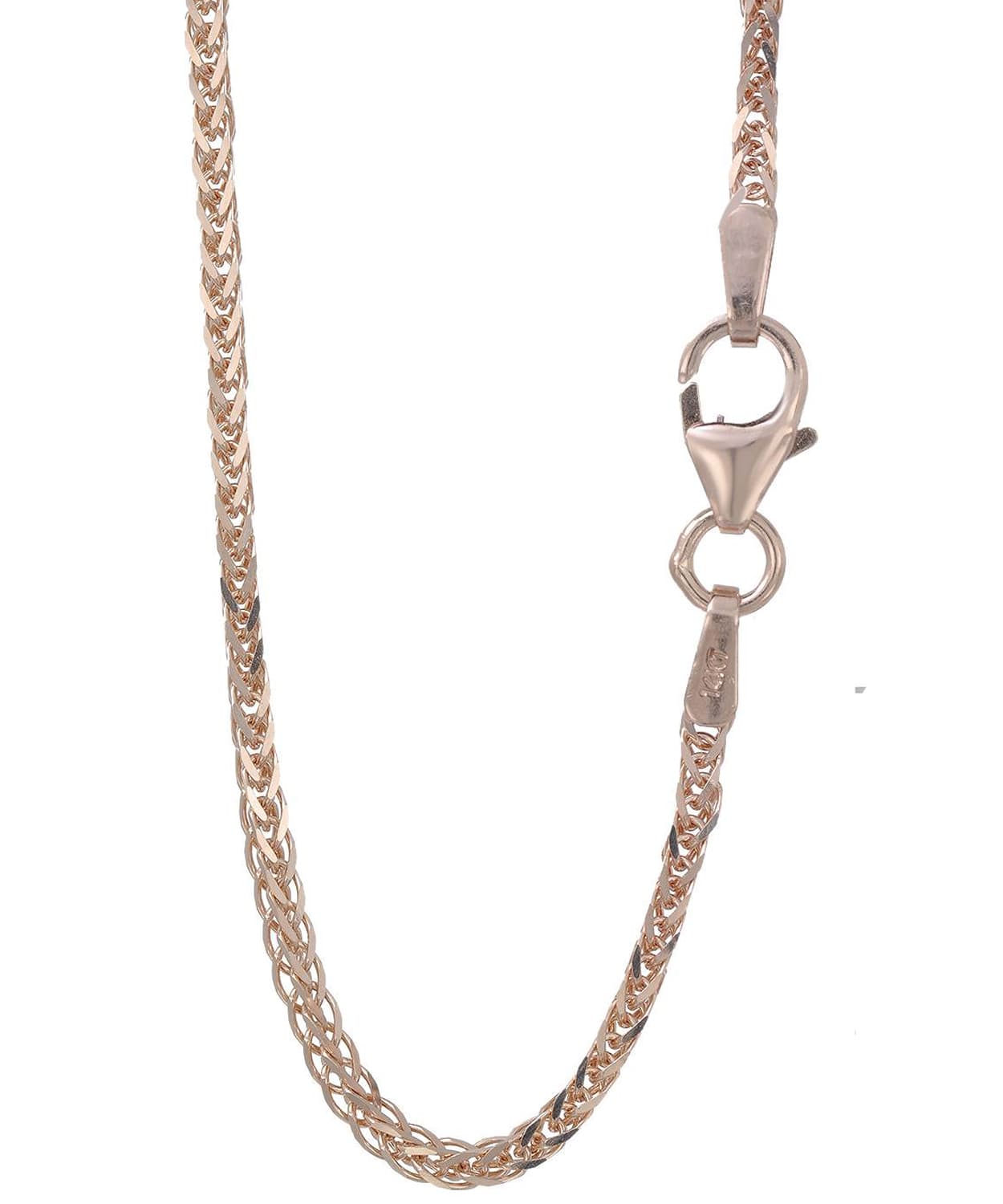 1.3mm 14k Rose Gold Square Wheat Chain View 2