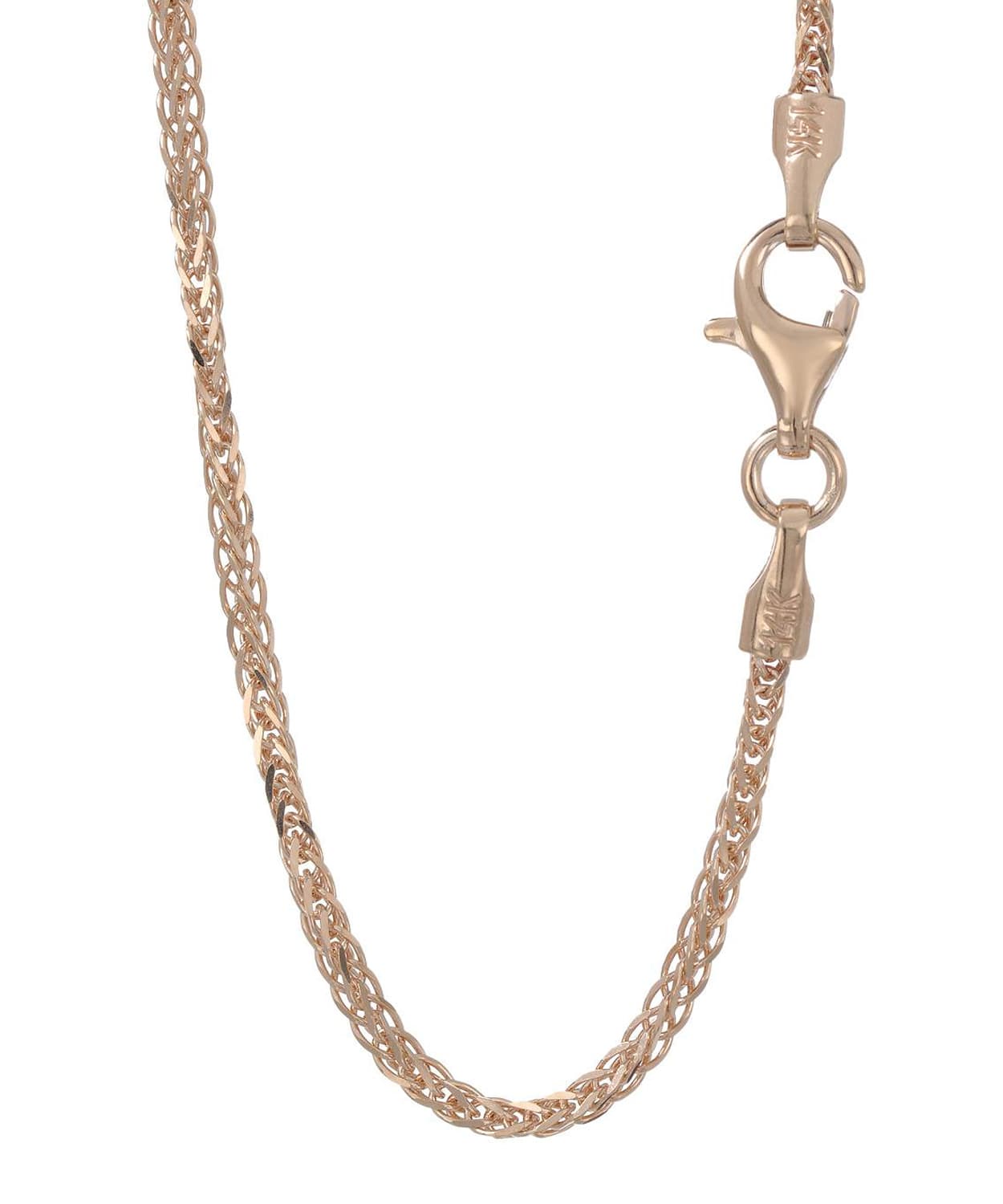 1.2mm 14k Rose Gold Square Wheat Chain View 2