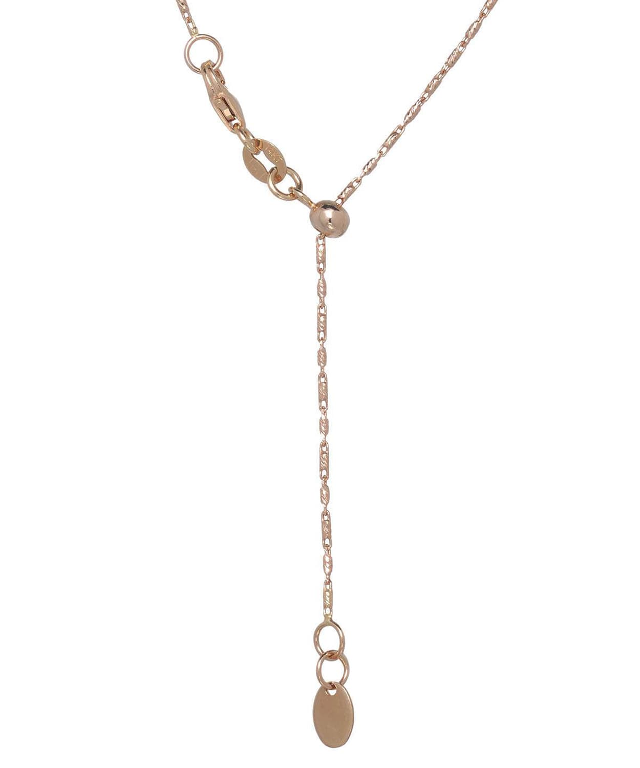 0.9mm 14k Rose Gold Diamond Cut Bar Adjustable Chain View 2