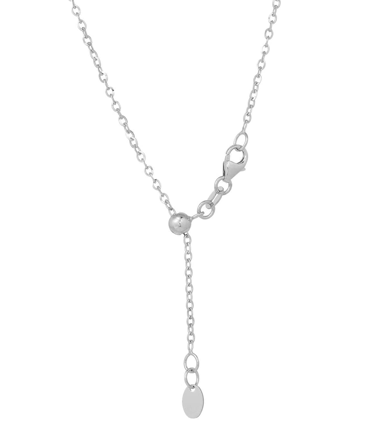 1.6mm 14k White Gold Diamond Cut Oval Rolo Adjustable Chain View 2