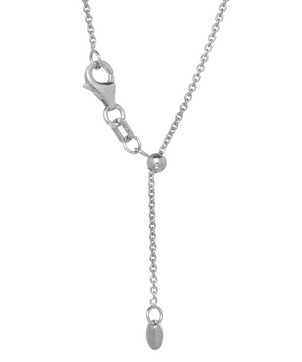 1mm 14k White Gold Rolo Adjustable Chain View 2
