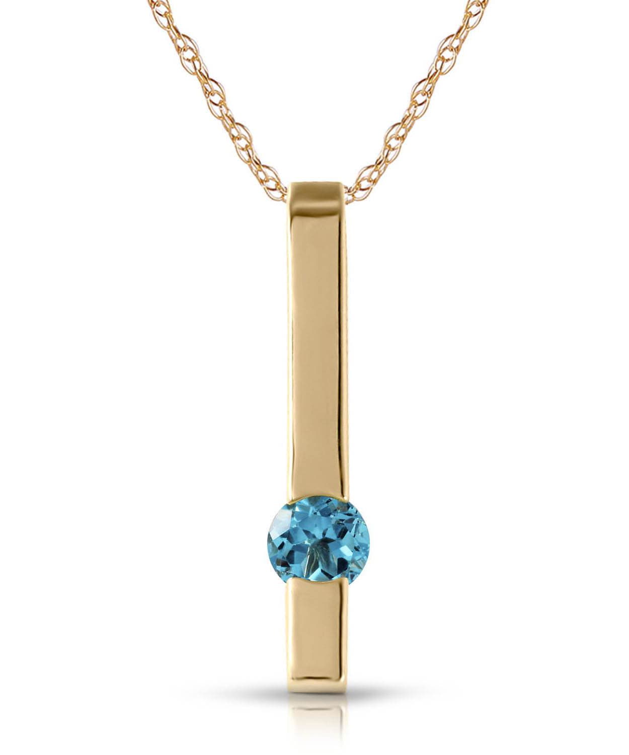 0.25 ctw Natural Sky Blue Topaz 14k Gold Bar Pendant With Chain View 1