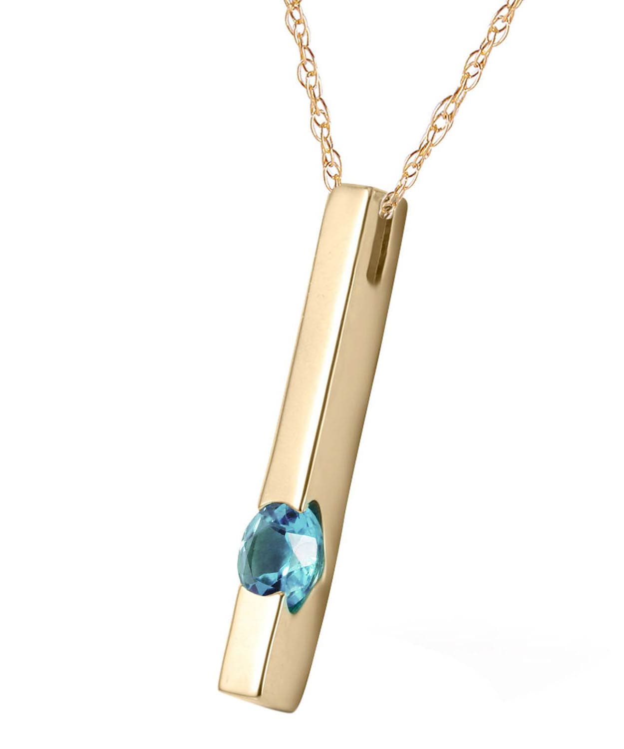 0.25 ctw Natural Sky Blue Topaz 14k Gold Bar Pendant With Chain View 2