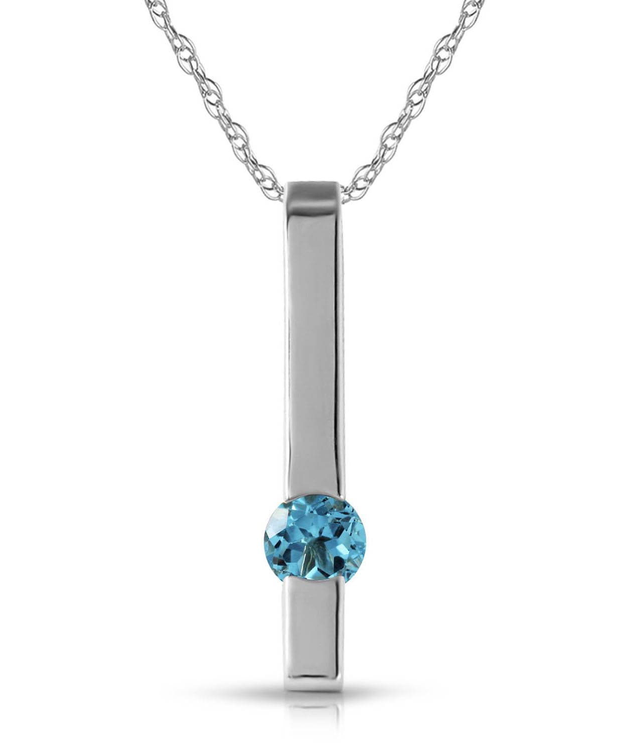 0.25 ctw Natural Sky Blue Topaz 14k Gold Bar Pendant With Chain View 3
