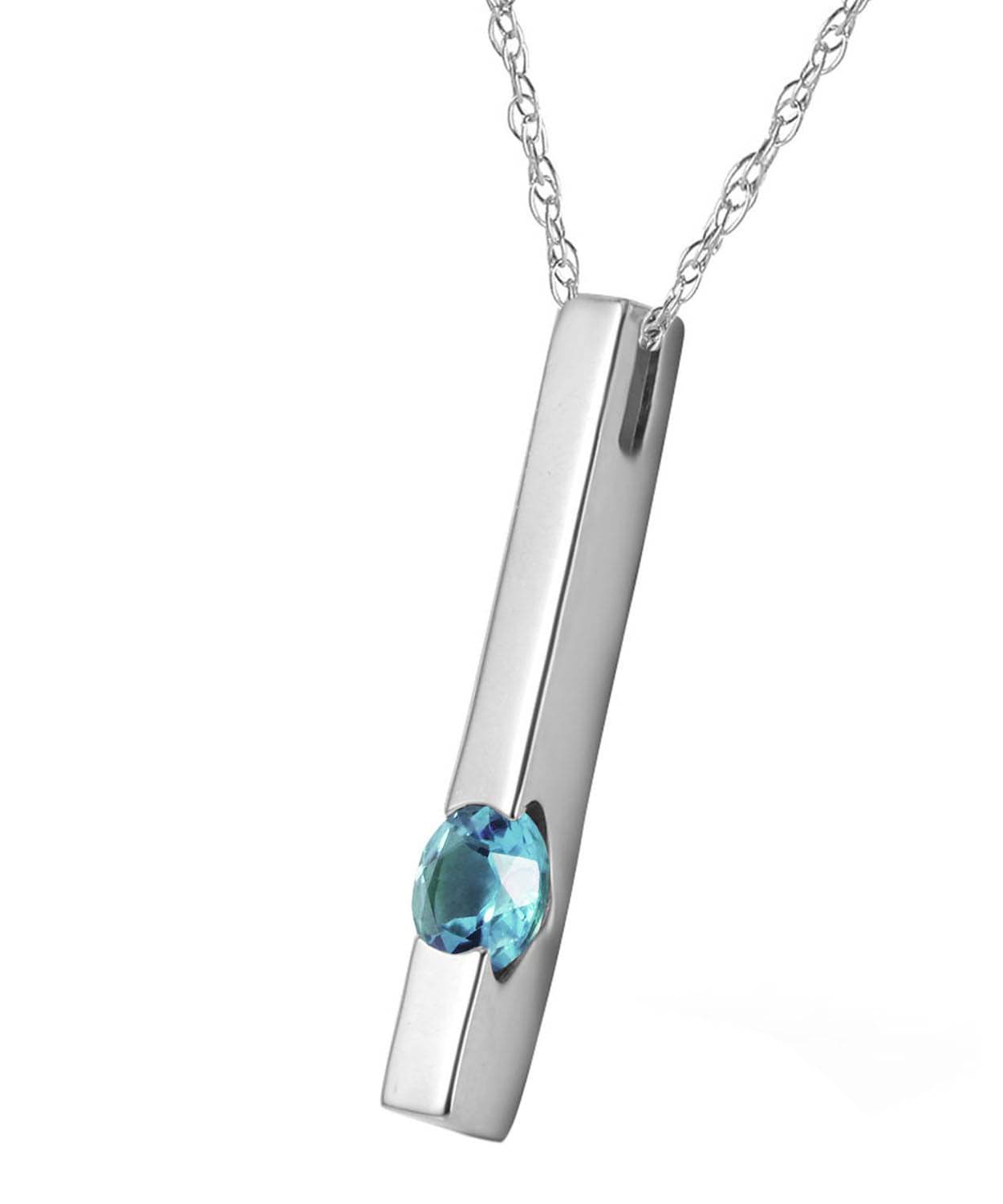 0.25 ctw Natural Sky Blue Topaz 14k Gold Bar Pendant With Chain View 4