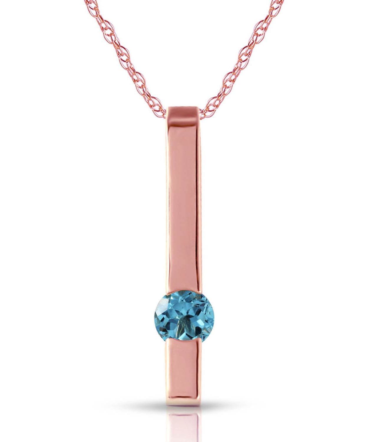 0.25 ctw Natural Sky Blue Topaz 14k Gold Bar Pendant With Chain View 5