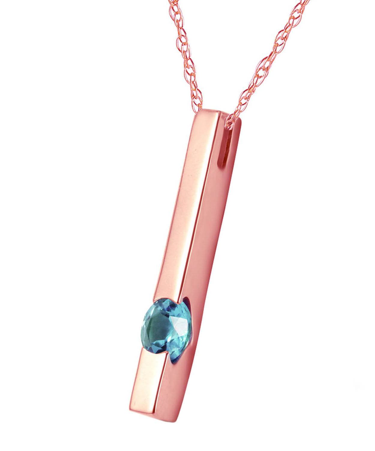 0.25 ctw Natural Sky Blue Topaz 14k Gold Bar Pendant With Chain View 6