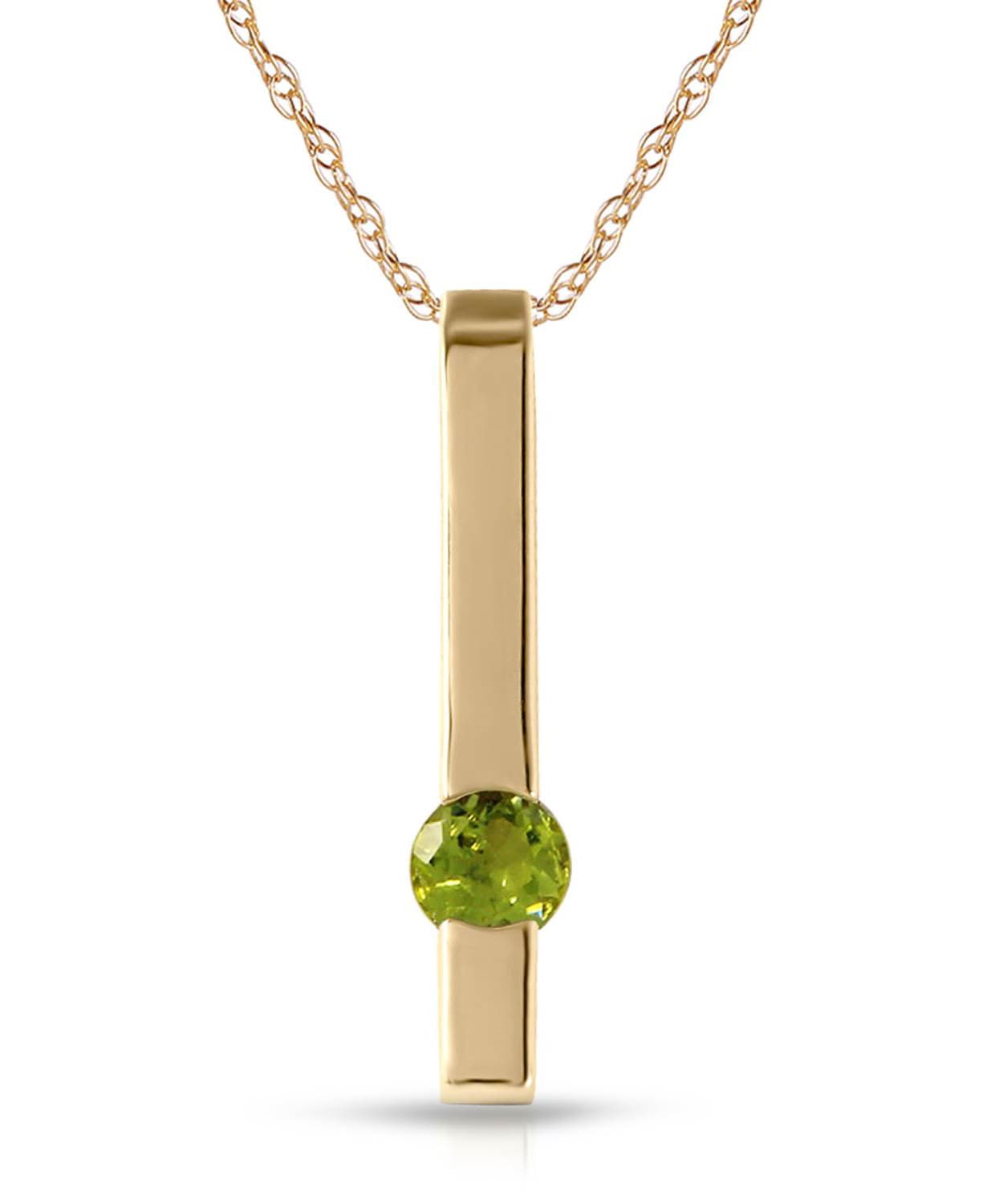 0.25 ctw Natural Lime Peridot 14k Gold Bar Pendant With Chain View 1