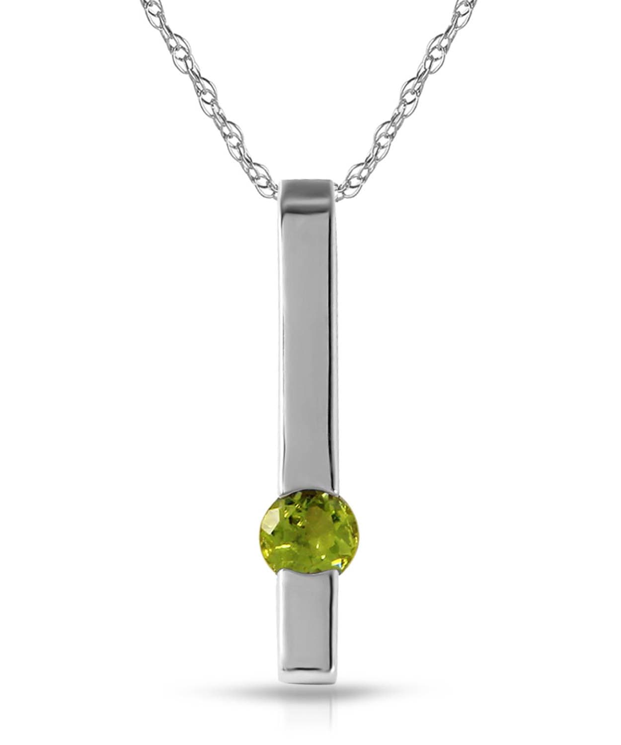0.25 ctw Natural Lime Peridot 14k Gold Bar Pendant With Chain View 3