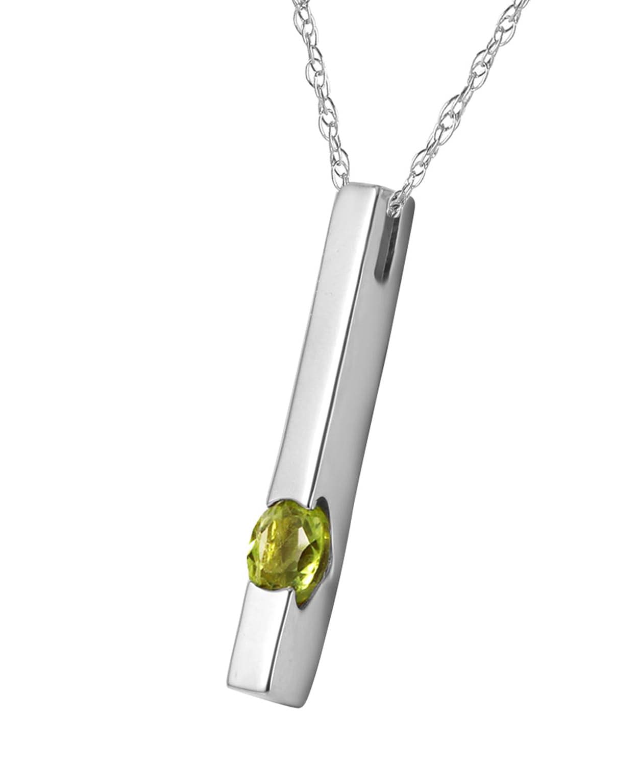 0.25 ctw Natural Lime Peridot 14k Gold Bar Pendant With Chain View 4