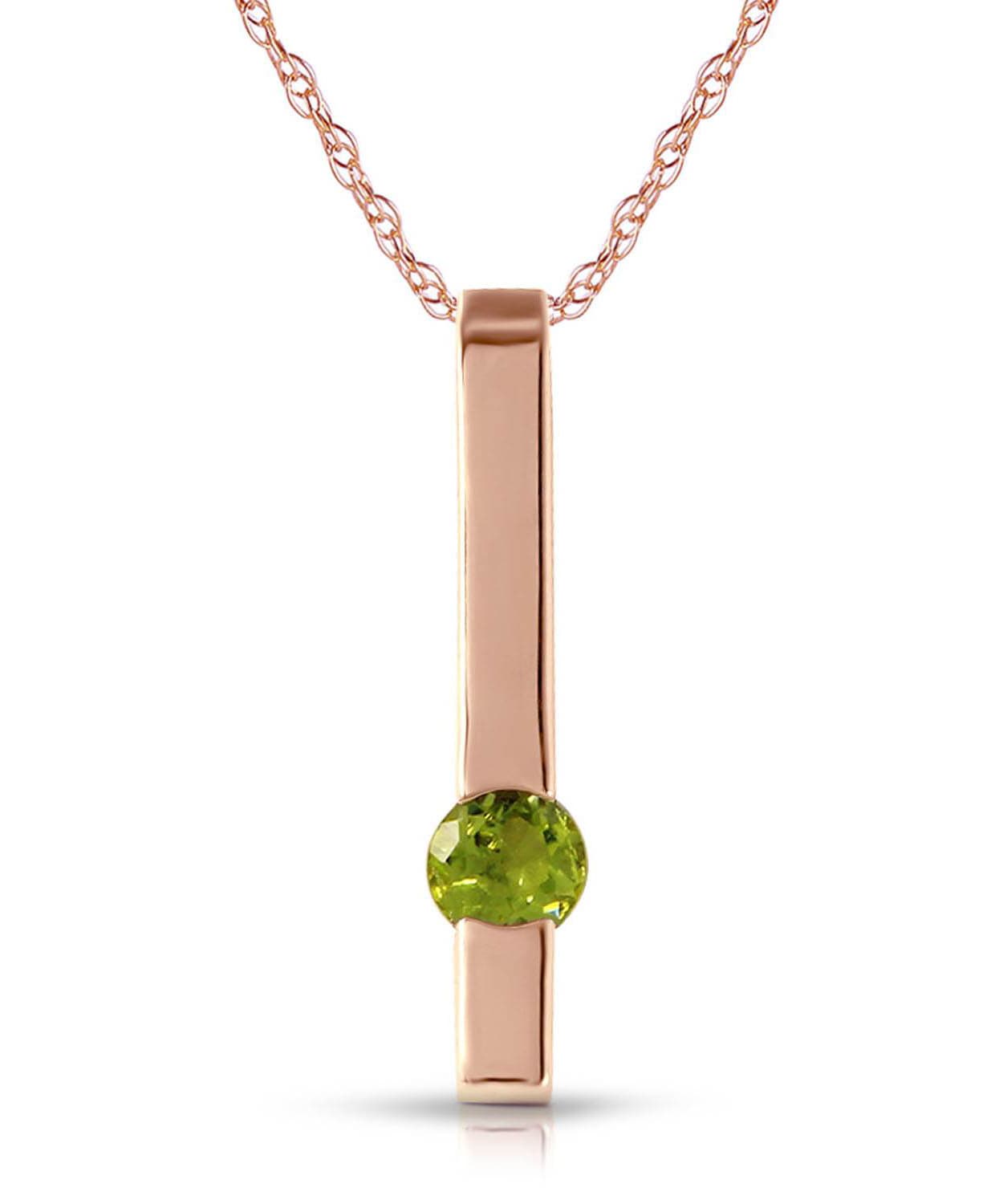 0.25 ctw Natural Lime Peridot 14k Gold Bar Pendant With Chain View 5