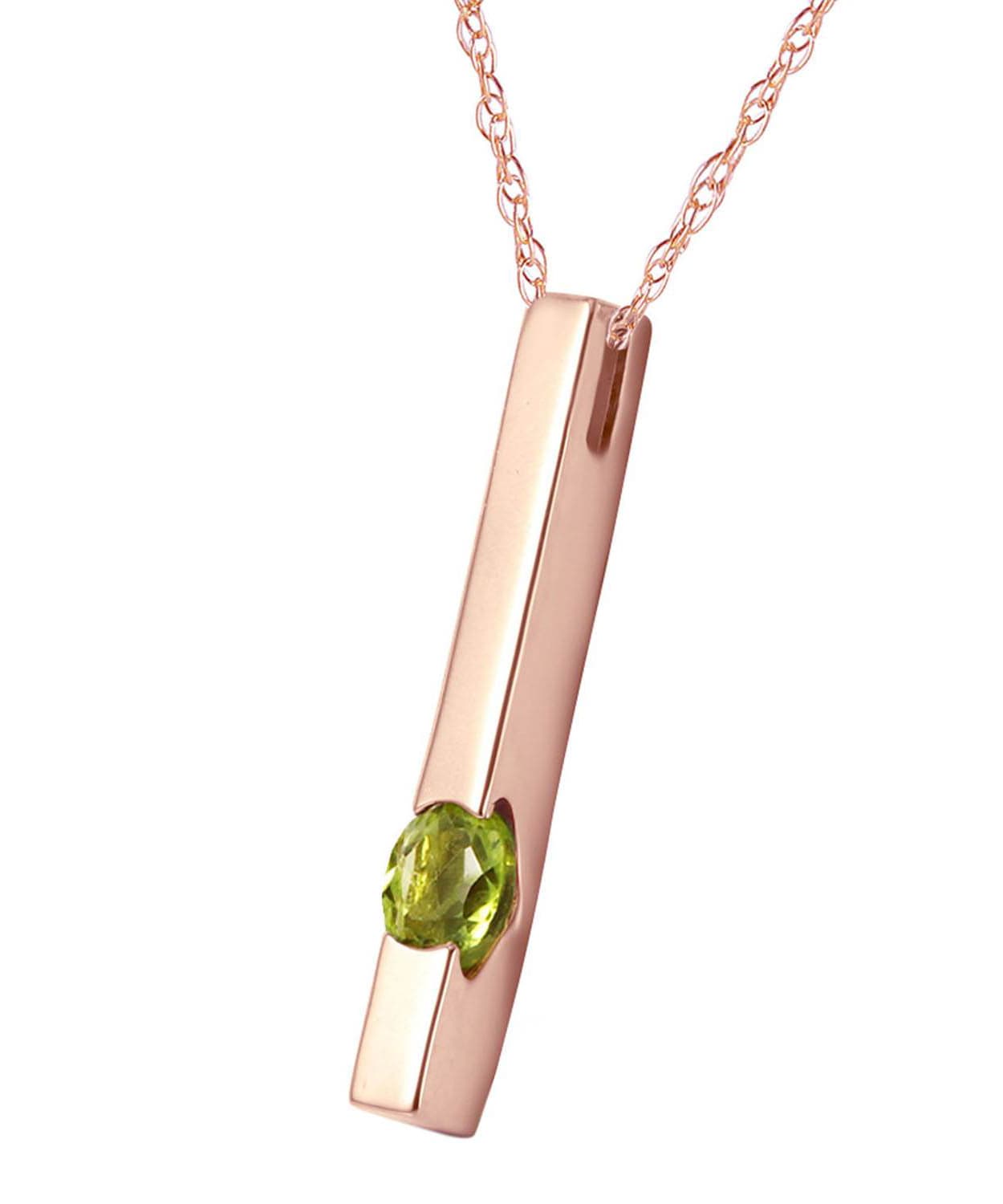 0.25 ctw Natural Lime Peridot 14k Gold Bar Pendant With Chain View 6
