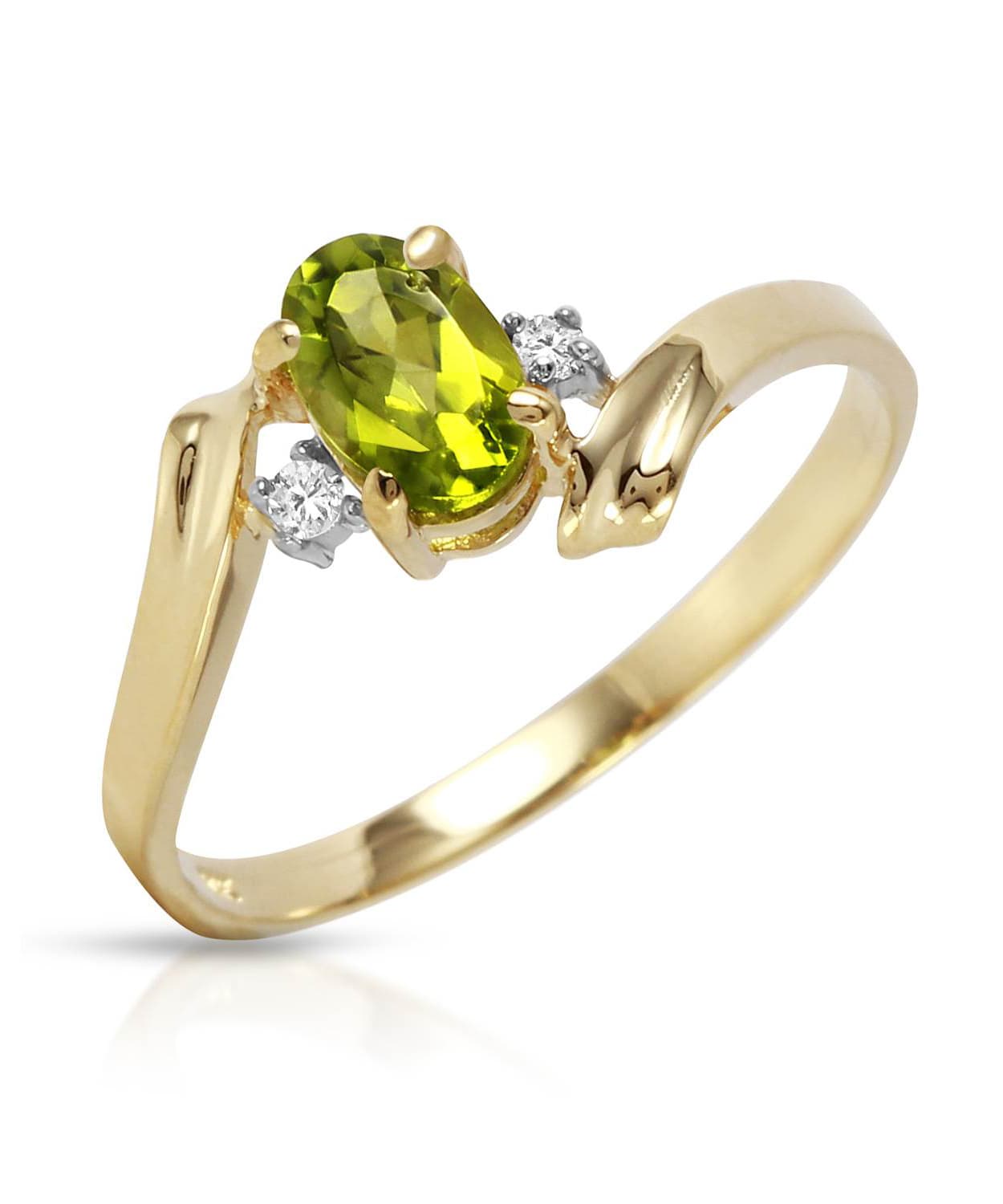 0.49 ctw Natural Lime Peridot and Diamond 14k Gold Right Hand Ring View 1