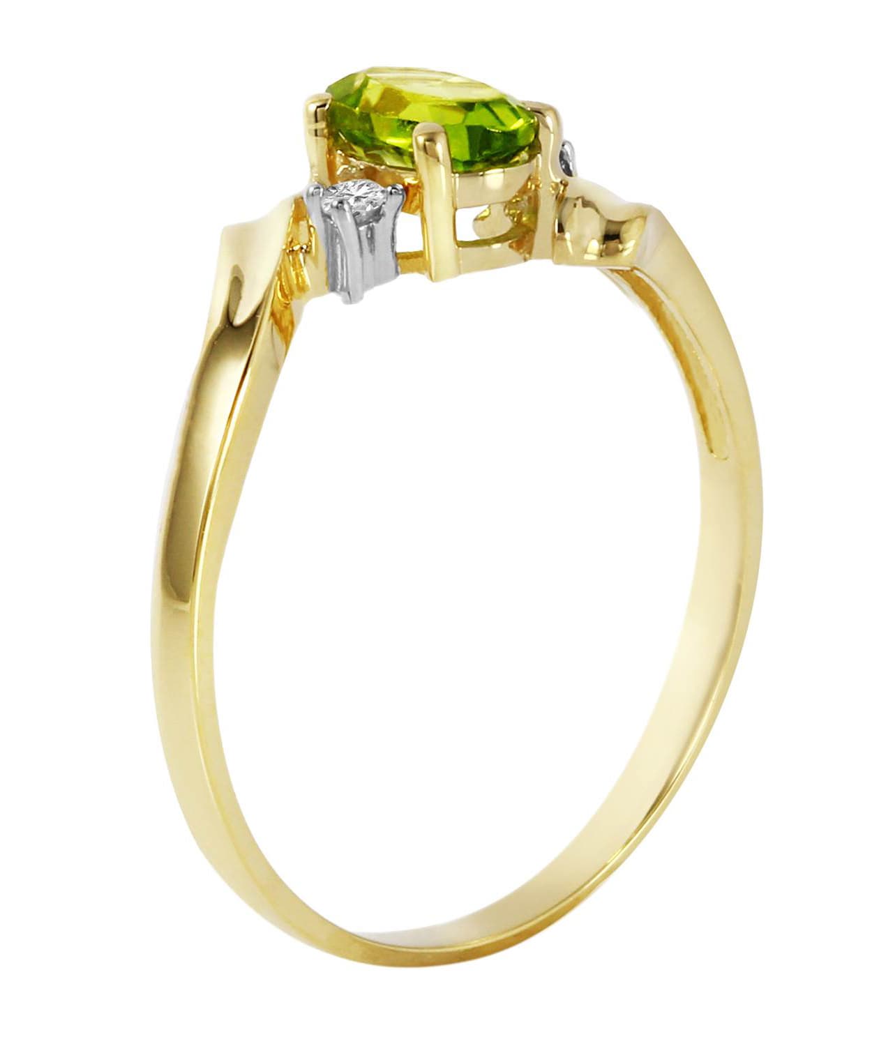 0.49 ctw Natural Lime Peridot and Diamond 14k Gold Right Hand Ring View 2