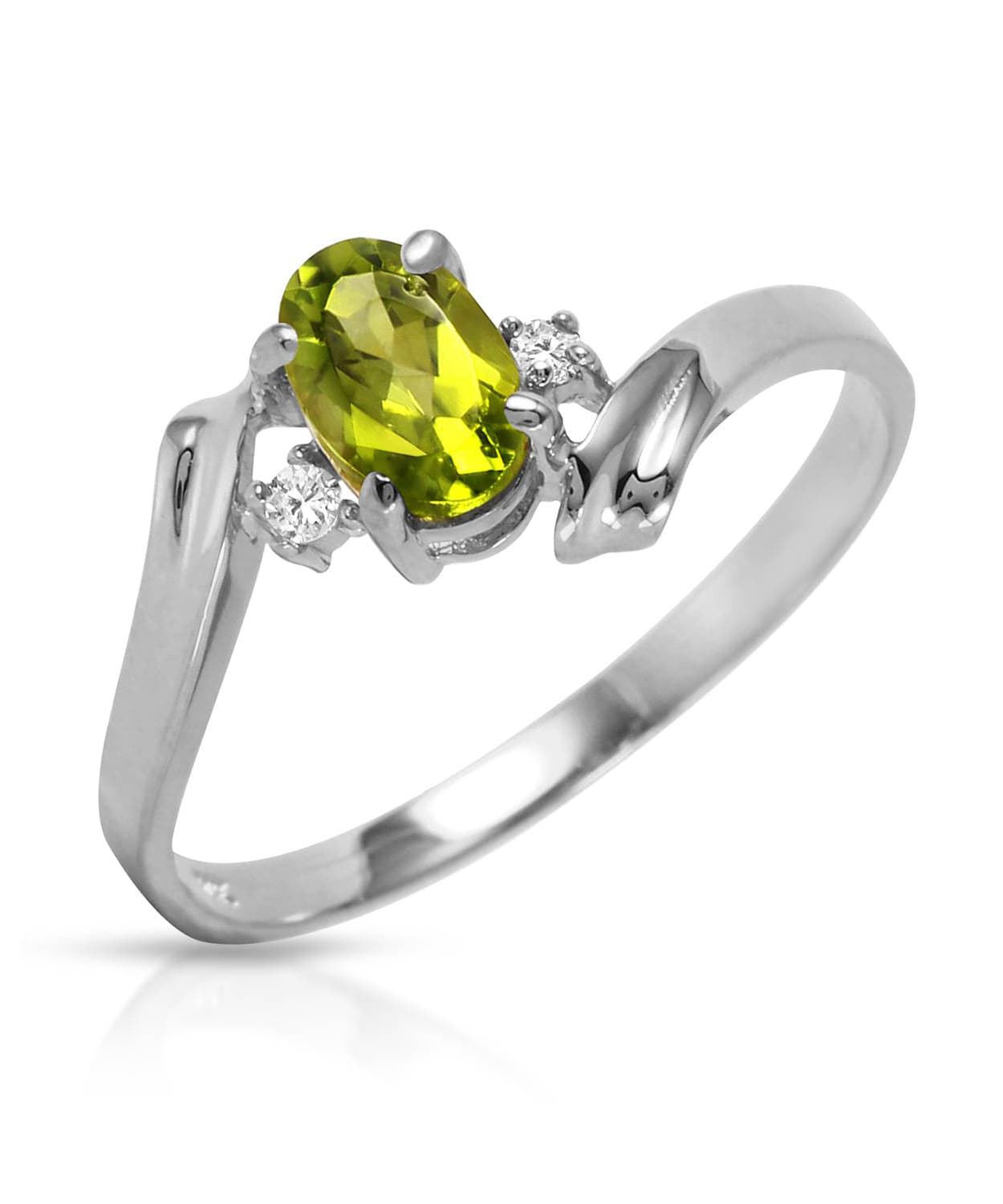 0.49 ctw Natural Lime Peridot and Diamond 14k Gold Right Hand Ring View 3