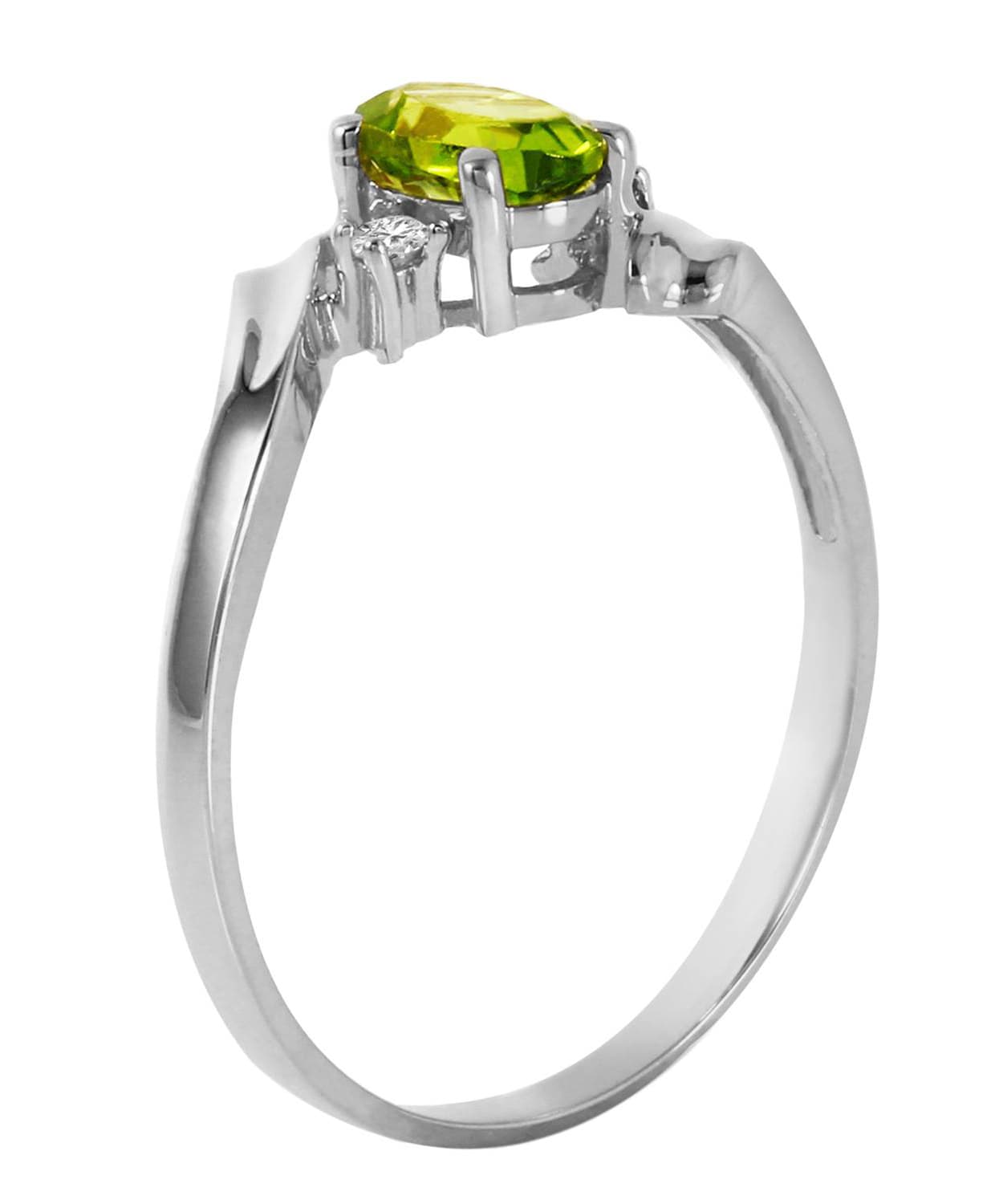 0.49 ctw Natural Lime Peridot and Diamond 14k Gold Right Hand Ring View 4