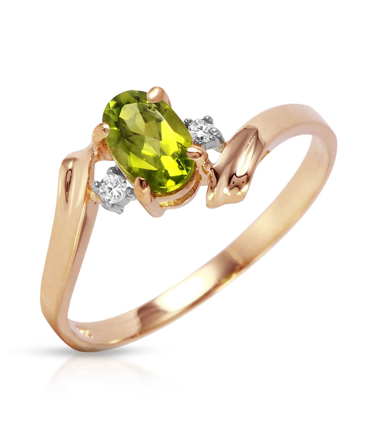 0.49 ctw Natural Lime Peridot and Diamond 14k Gold Right Hand Ring View 5